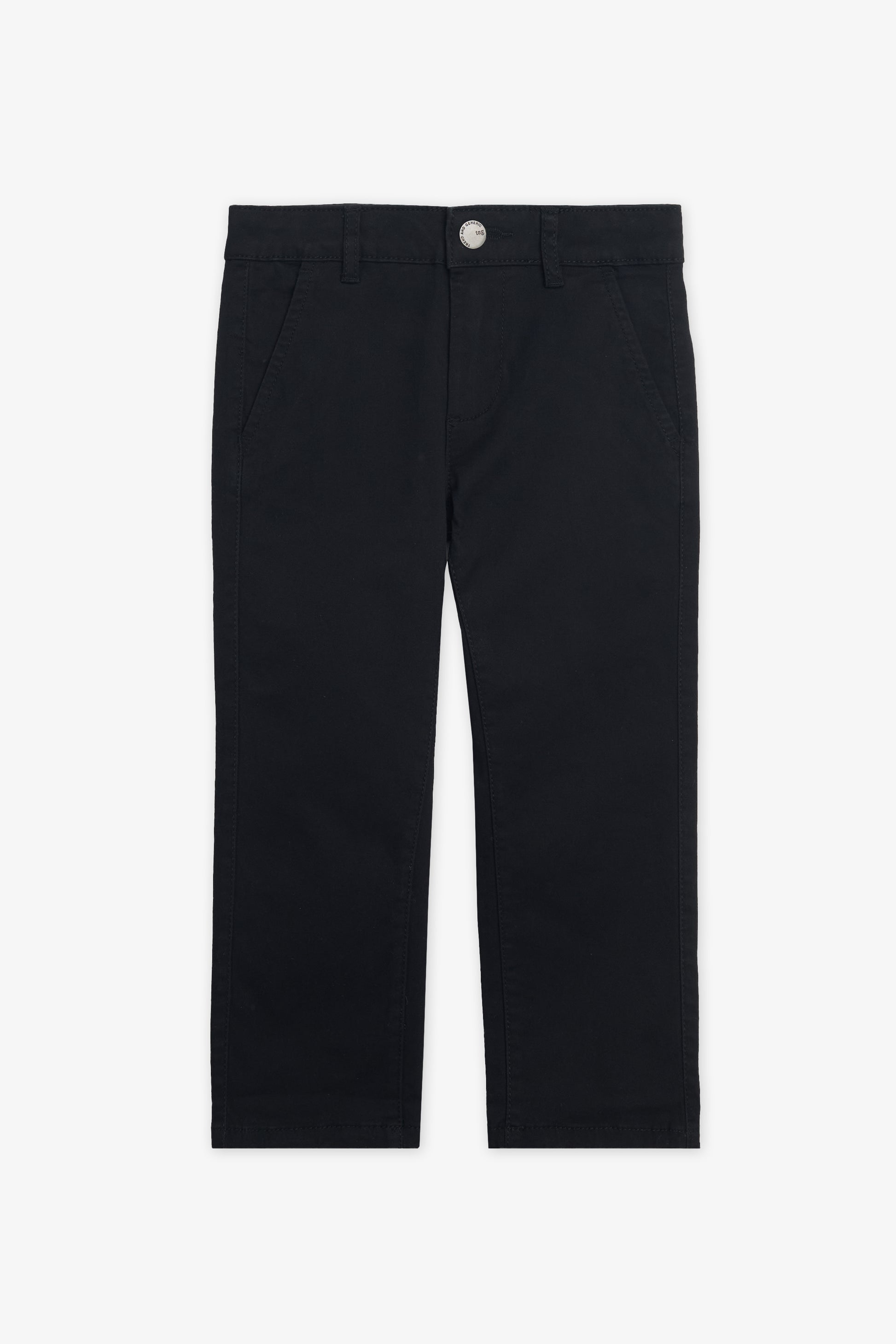 Pantalon chino uni en coton - Enfant garçon && NOIR