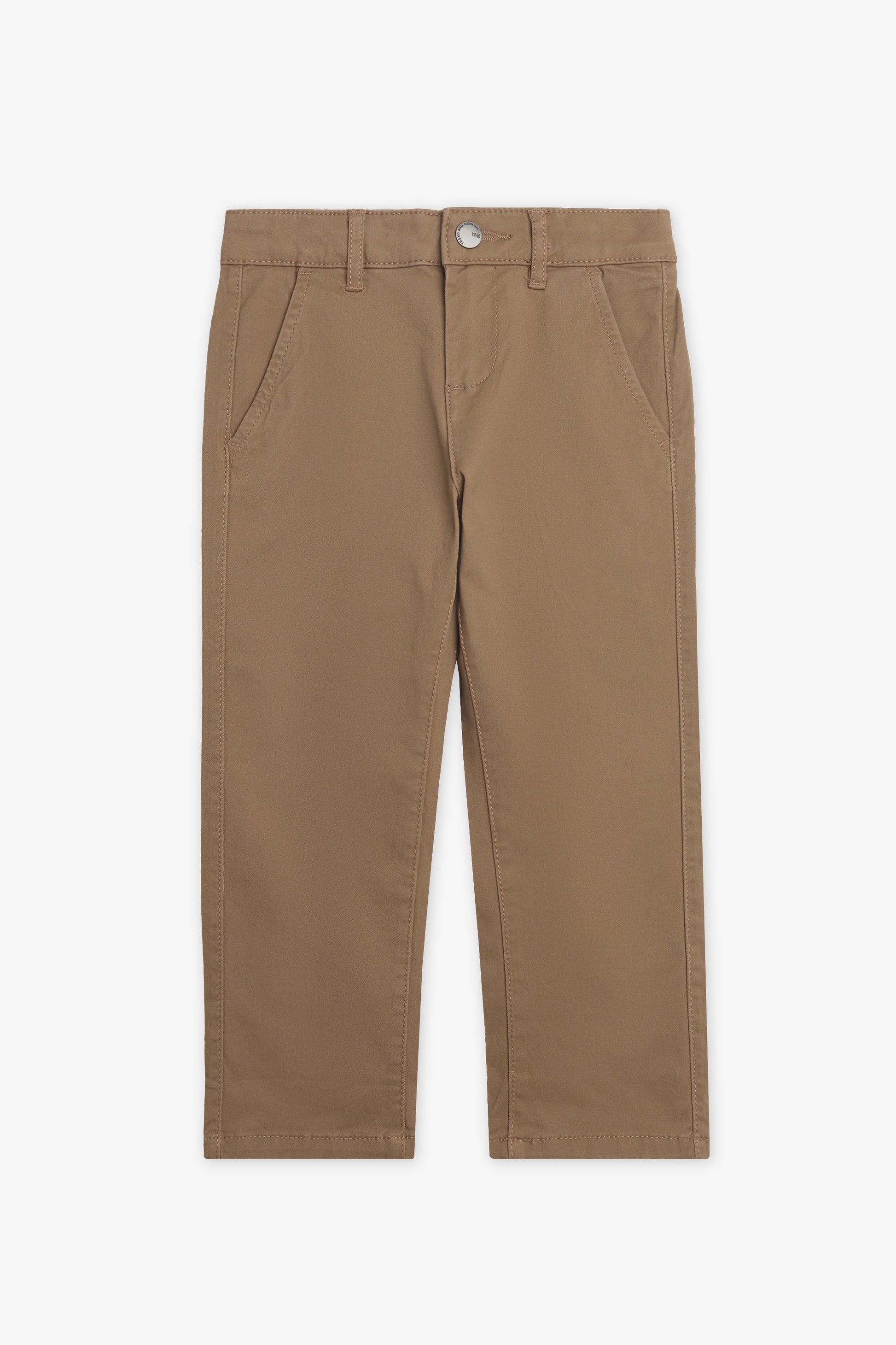 Pantalon chino uni en coton - Enfant garçon && BRONZÉ