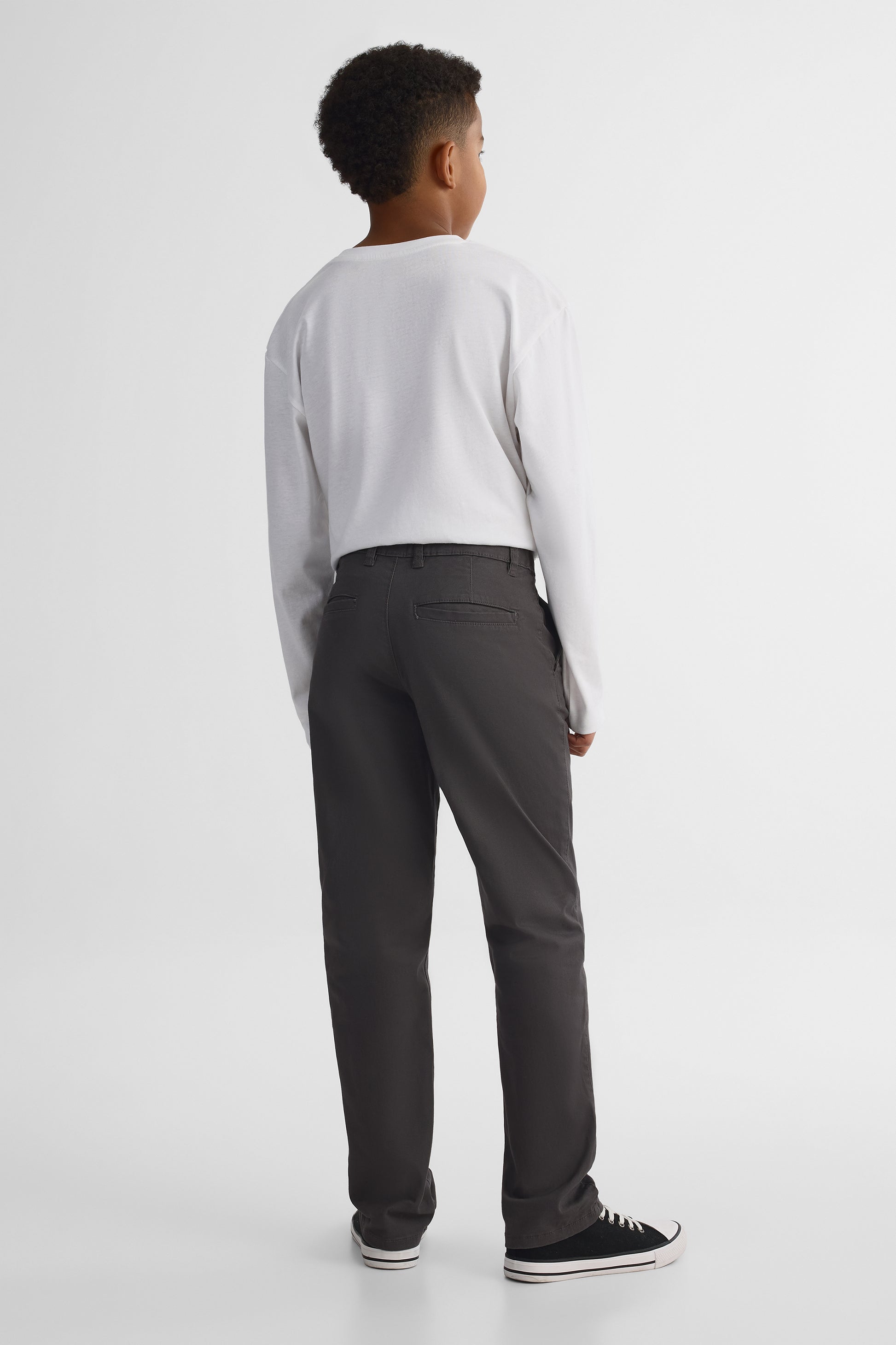 Pantalon chino coupe droite - Ado garçon && CHARBON