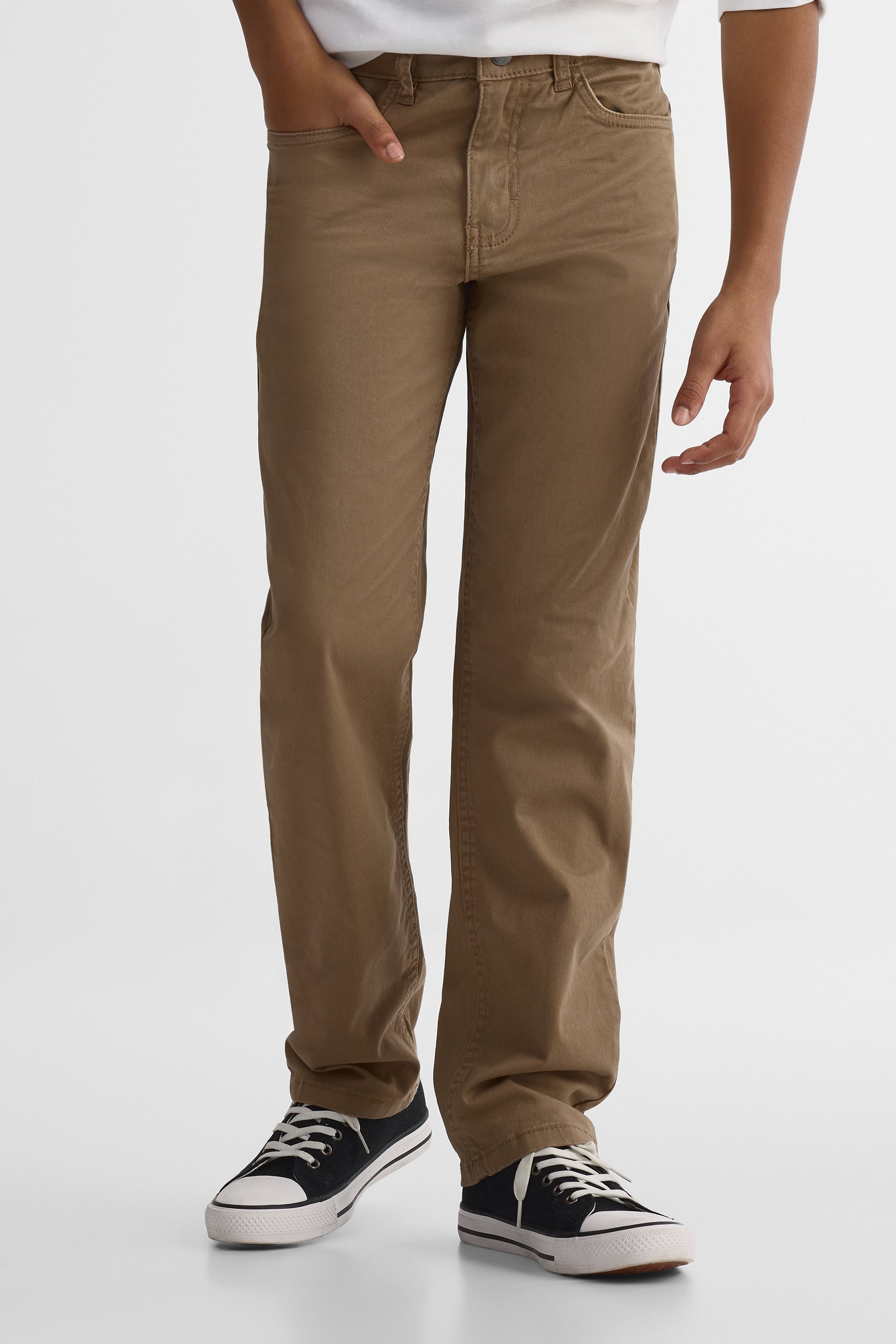 Pantalon 5 poches coupe droite - Ado garçon && BRONZÉ