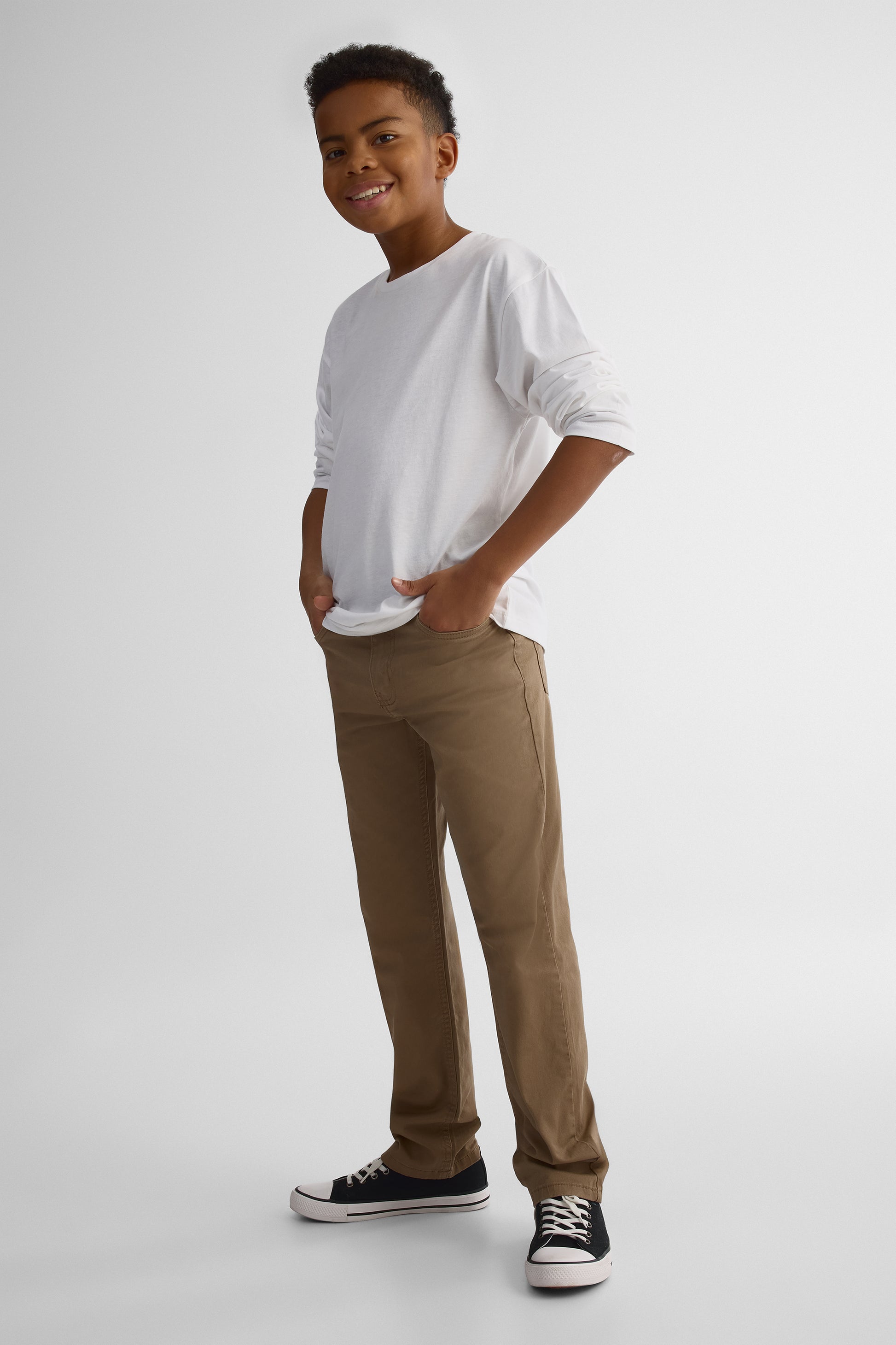 Pantalon 5 poches coupe droite - Ado garçon && BRONZÉ