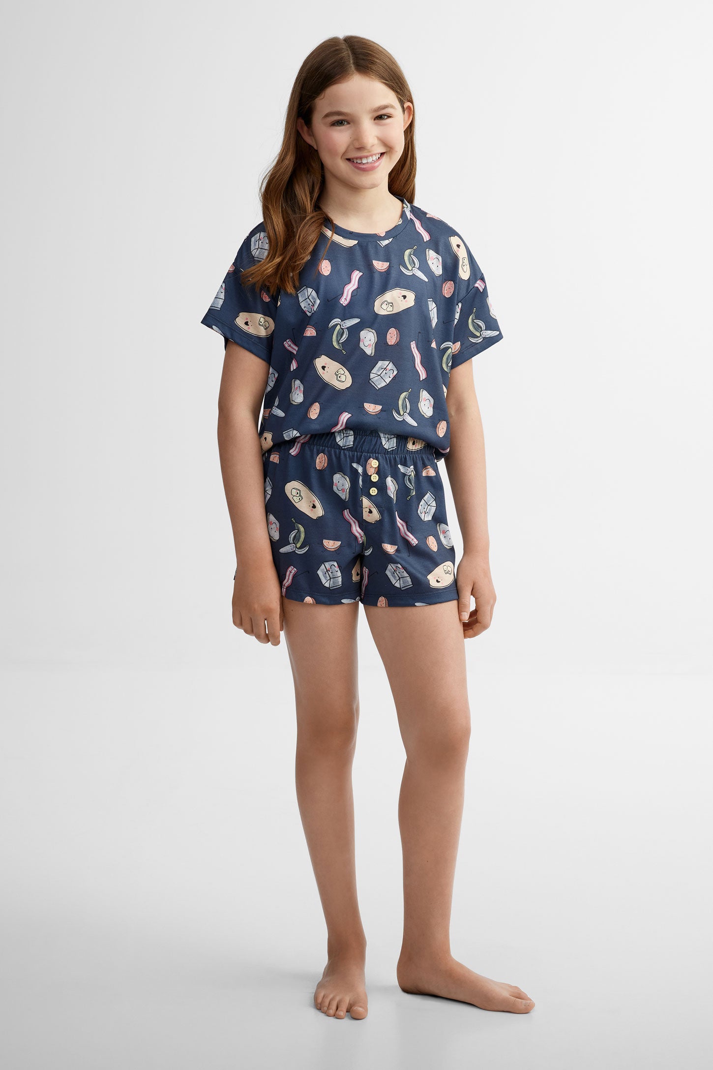 Lot de 2 shorts pyjama imprimés - Ado fille && BLEU MARINE MUL