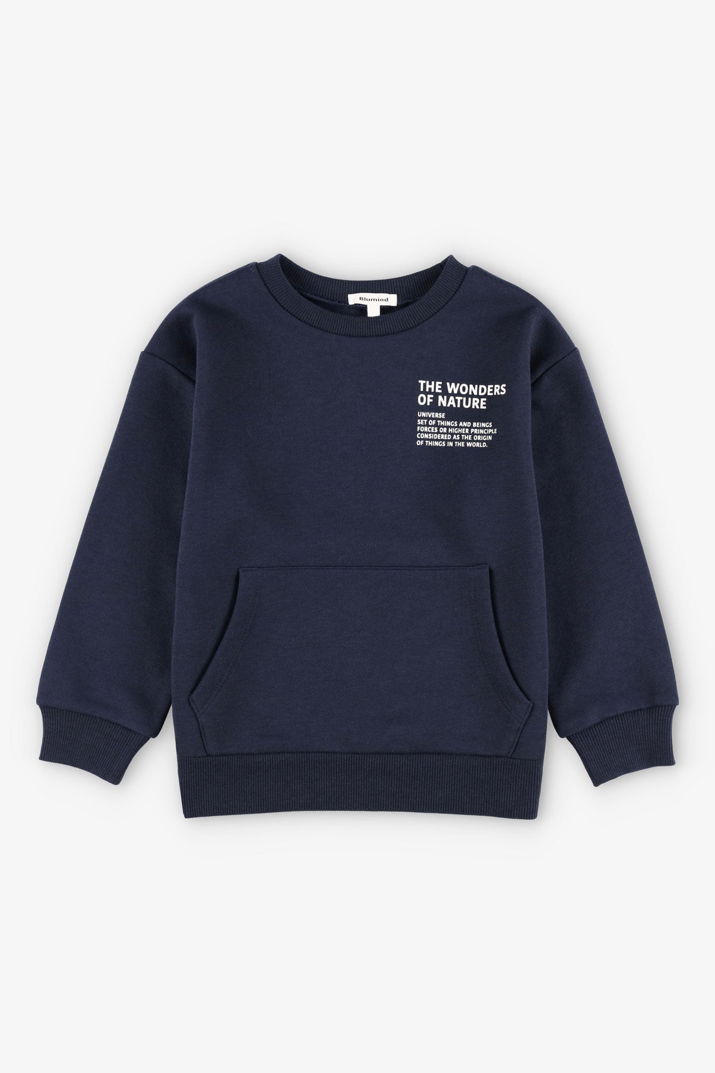 Chandail col rond coton ouaté - Enfant garçon && BLEU MARINE