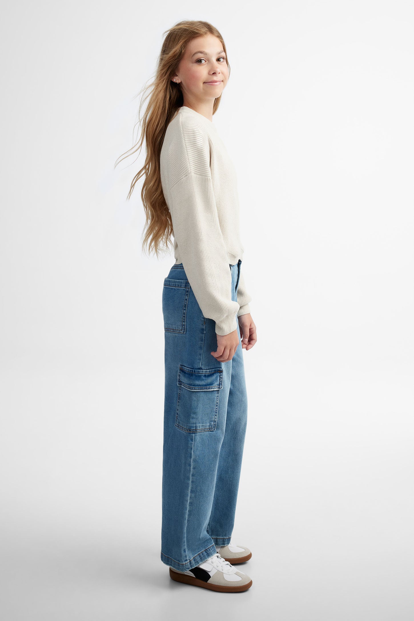 Chandail col rond en tricot chenille - Ado fille && BRUN MIXTE