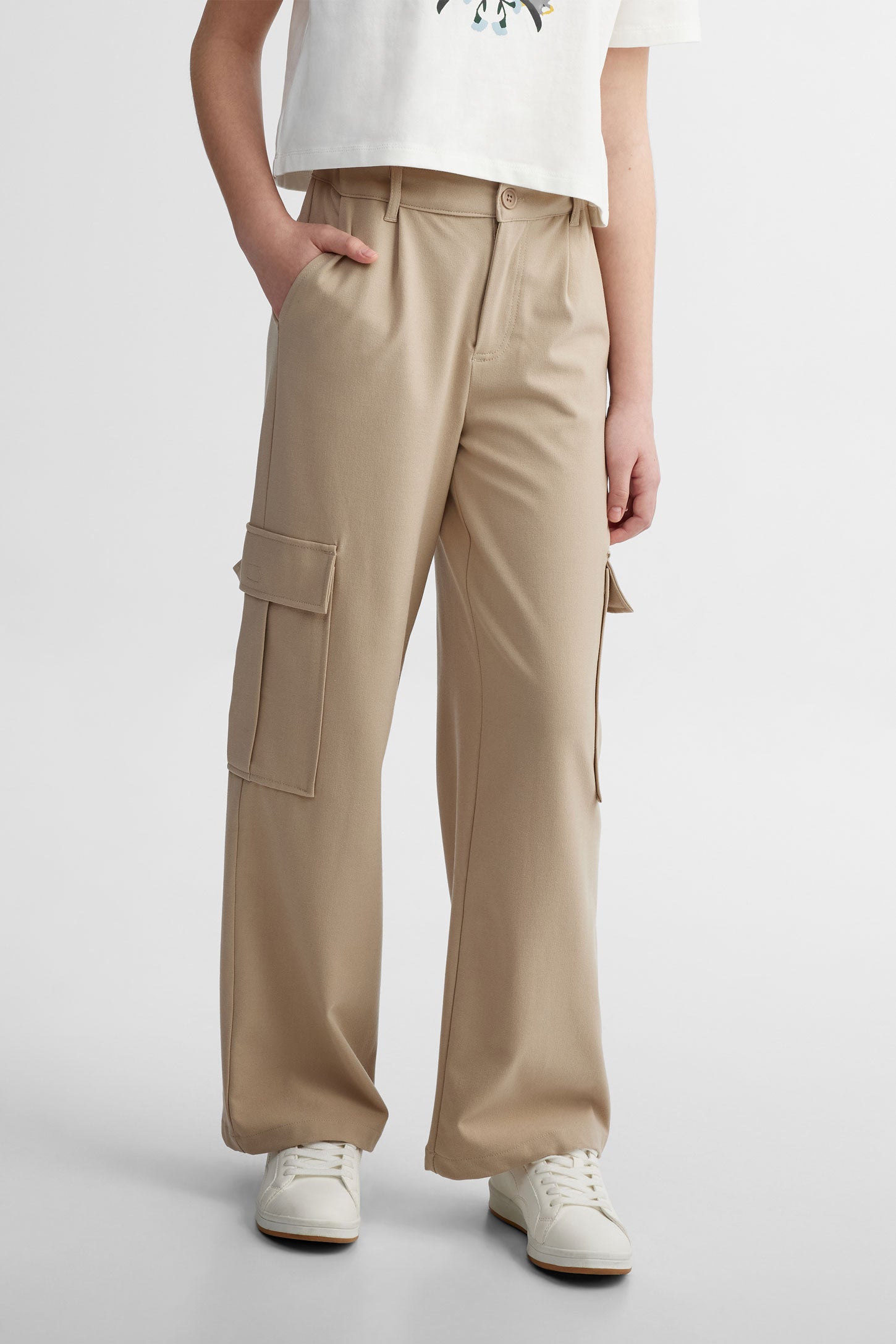 High waisted wide leg cargo pants Teenage girl – Aubainerie