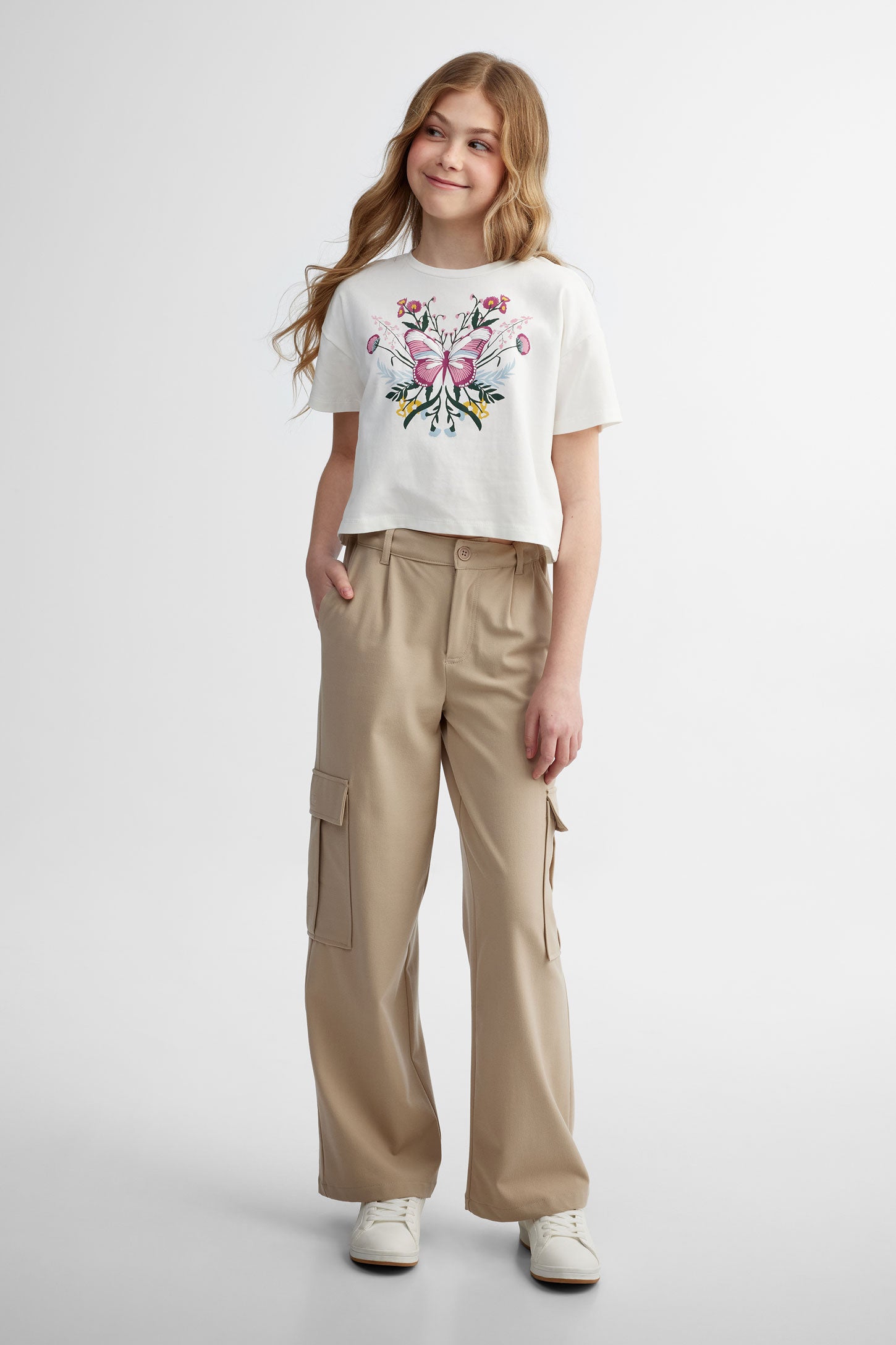 High waisted wide leg cargo pants Teenage girl – Aubainerie