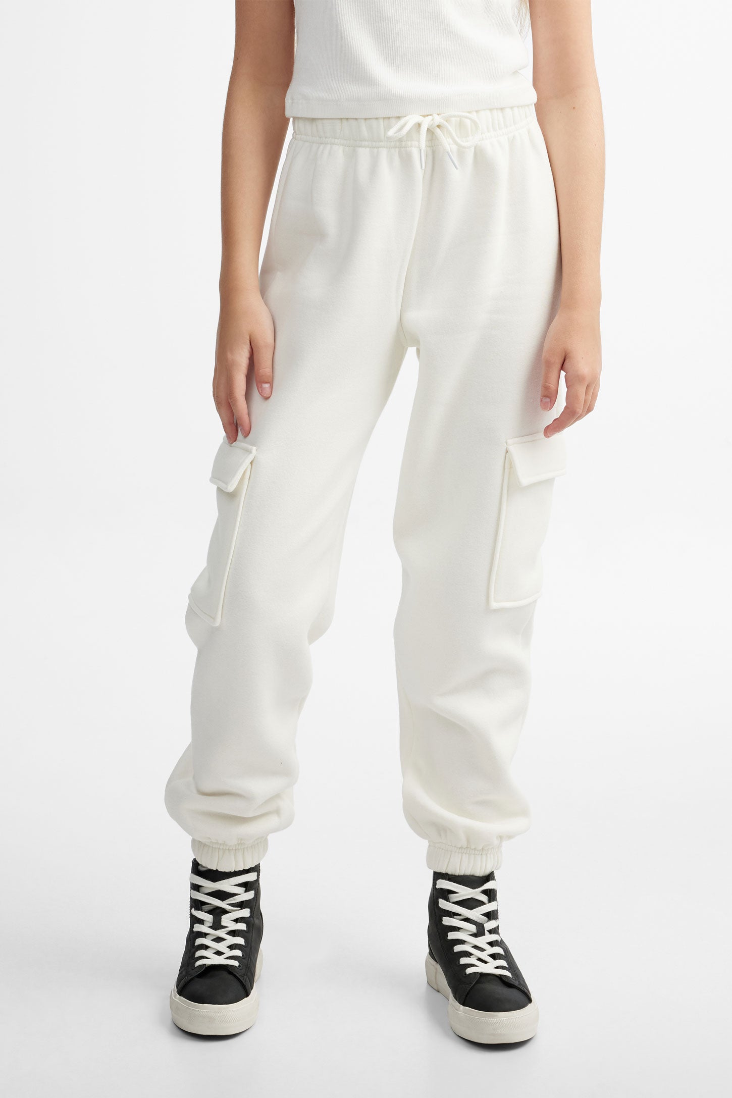 XDZJLR Pantalon Cargo Ample Pour Bébé Fille, Taille Élastique, Jambes Larges, Couleur Unie, Décontracté, Avec Poches, Gris 8-10 Ans