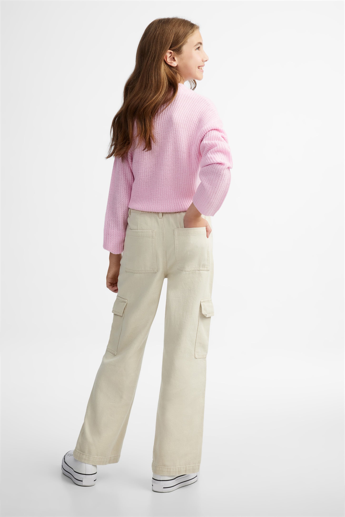 Jeans cargo jambe droite - Ado fille && BEIGE