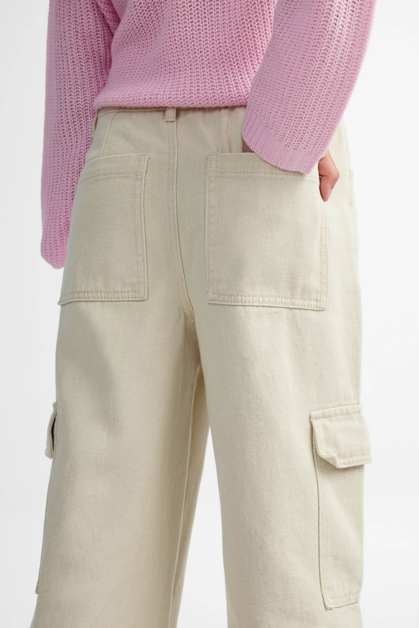 Jeans cargo jambe droite - Ado fille && BEIGE
