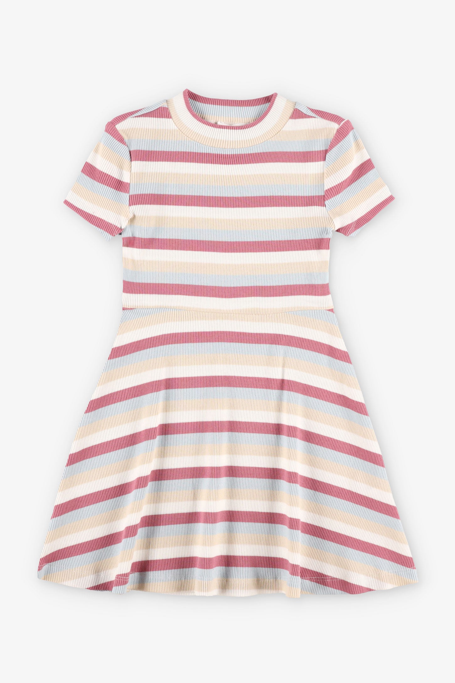 Robe Patineuse Fille En Coton - Manches Courtes, Uni, Taille 2 à 14 Ans, Confortable Pour Quotidien/École/Fête