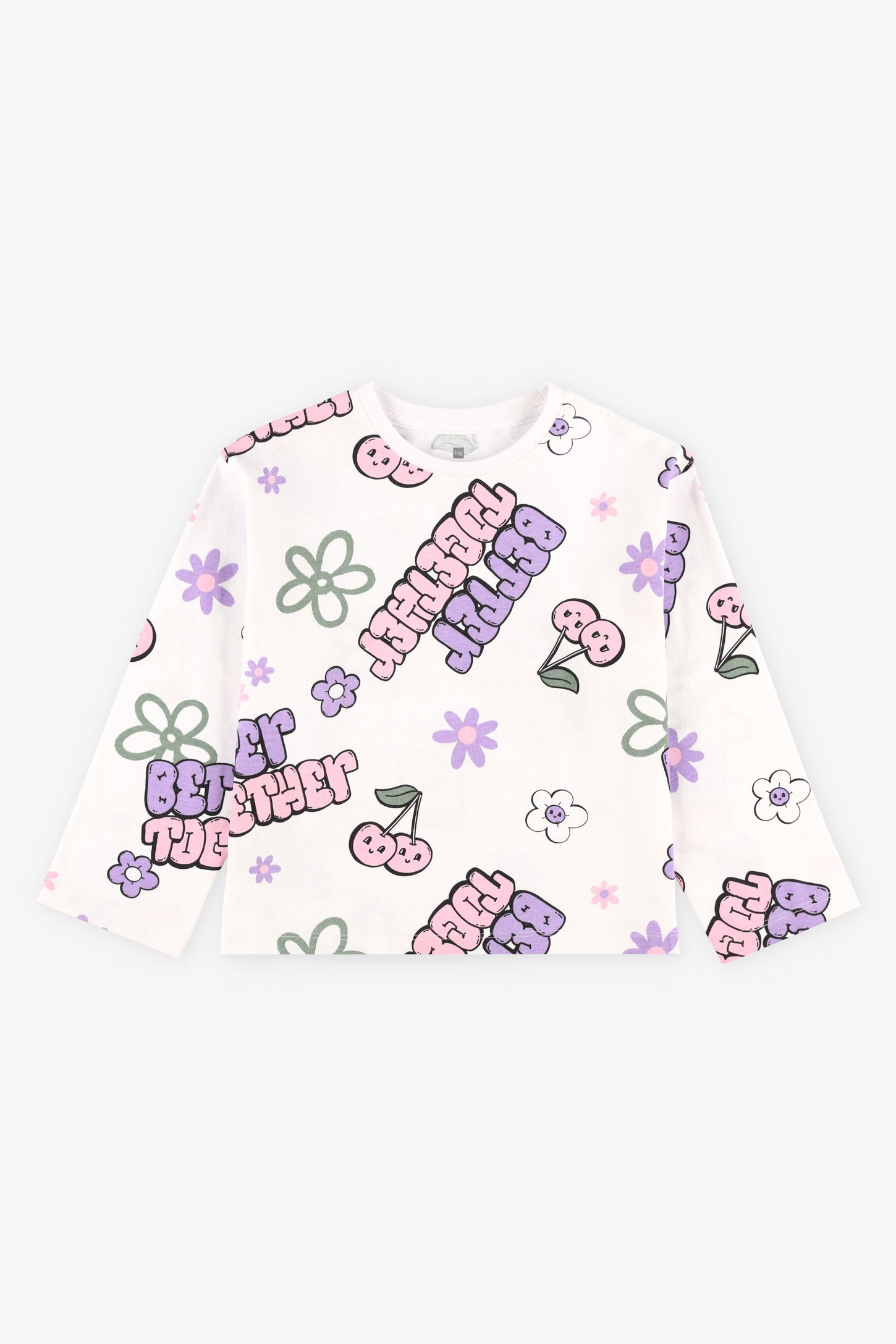 Chandail manches longues en coton, 2/20$ - Enfant fille && BLANC MULTI