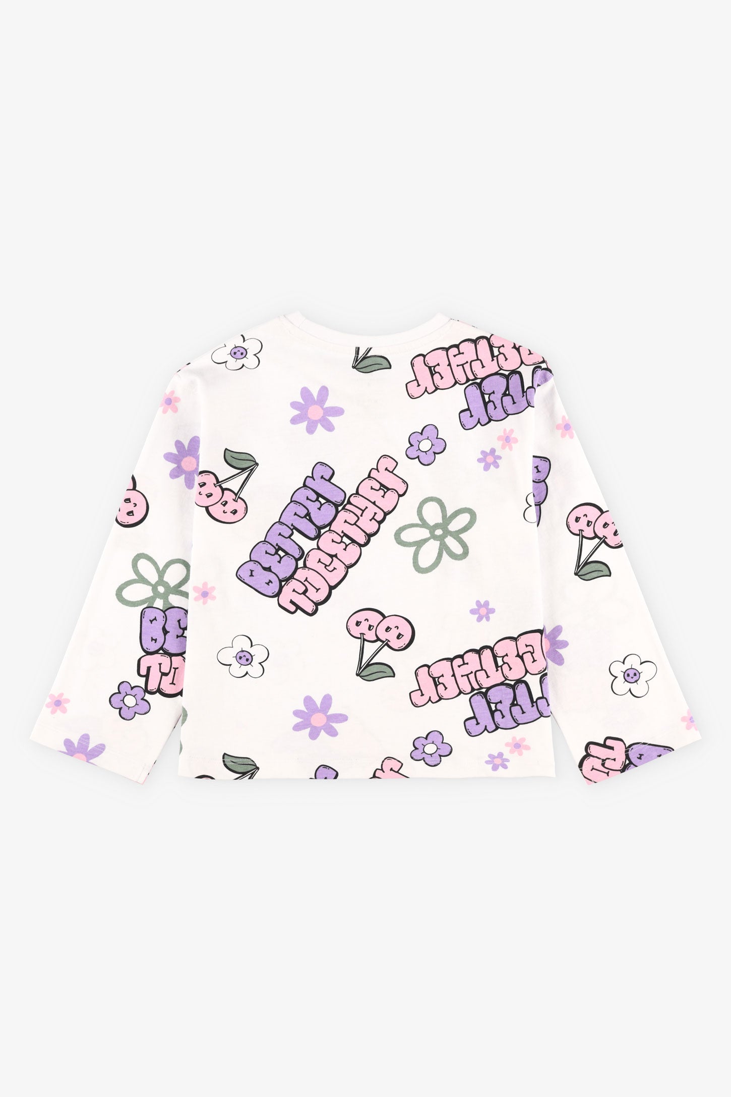Chandail manches longues en coton, 2/20$ - Enfant fille && BLANC MULTI