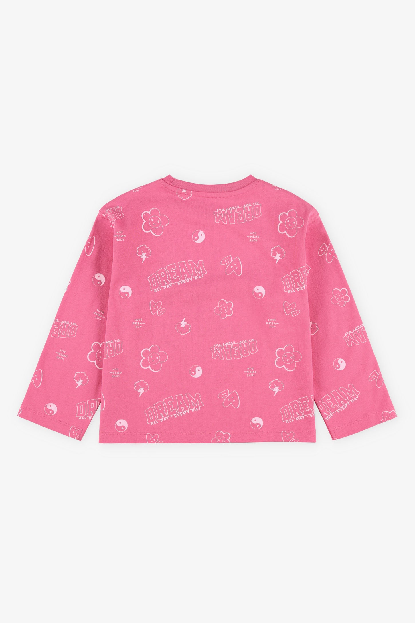 Chandail manches longues en coton, 2/20$ - Enfant fille && ROSE MULTI