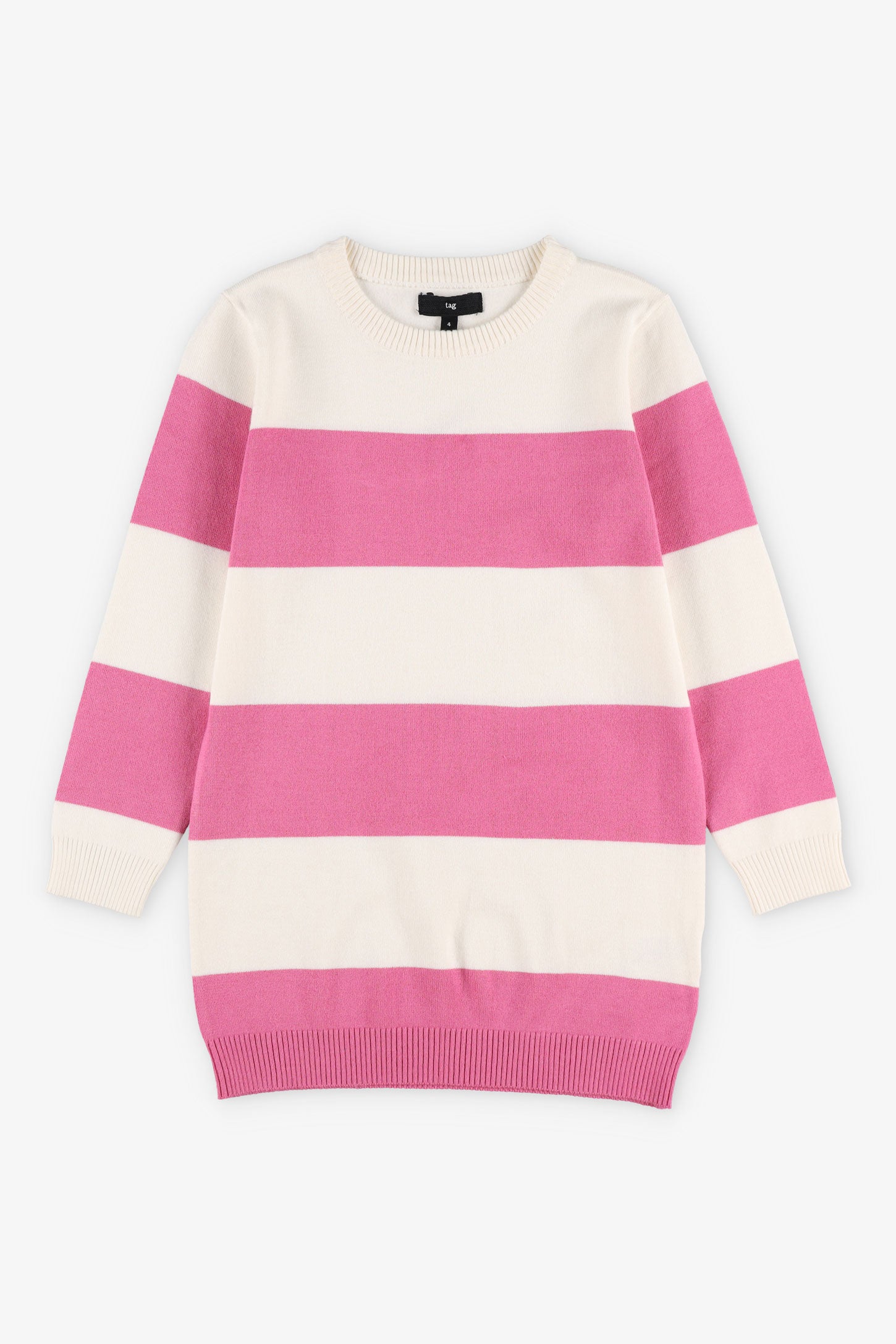 Robe manches longues en tricot - Enfant fille && ROSE MULTI