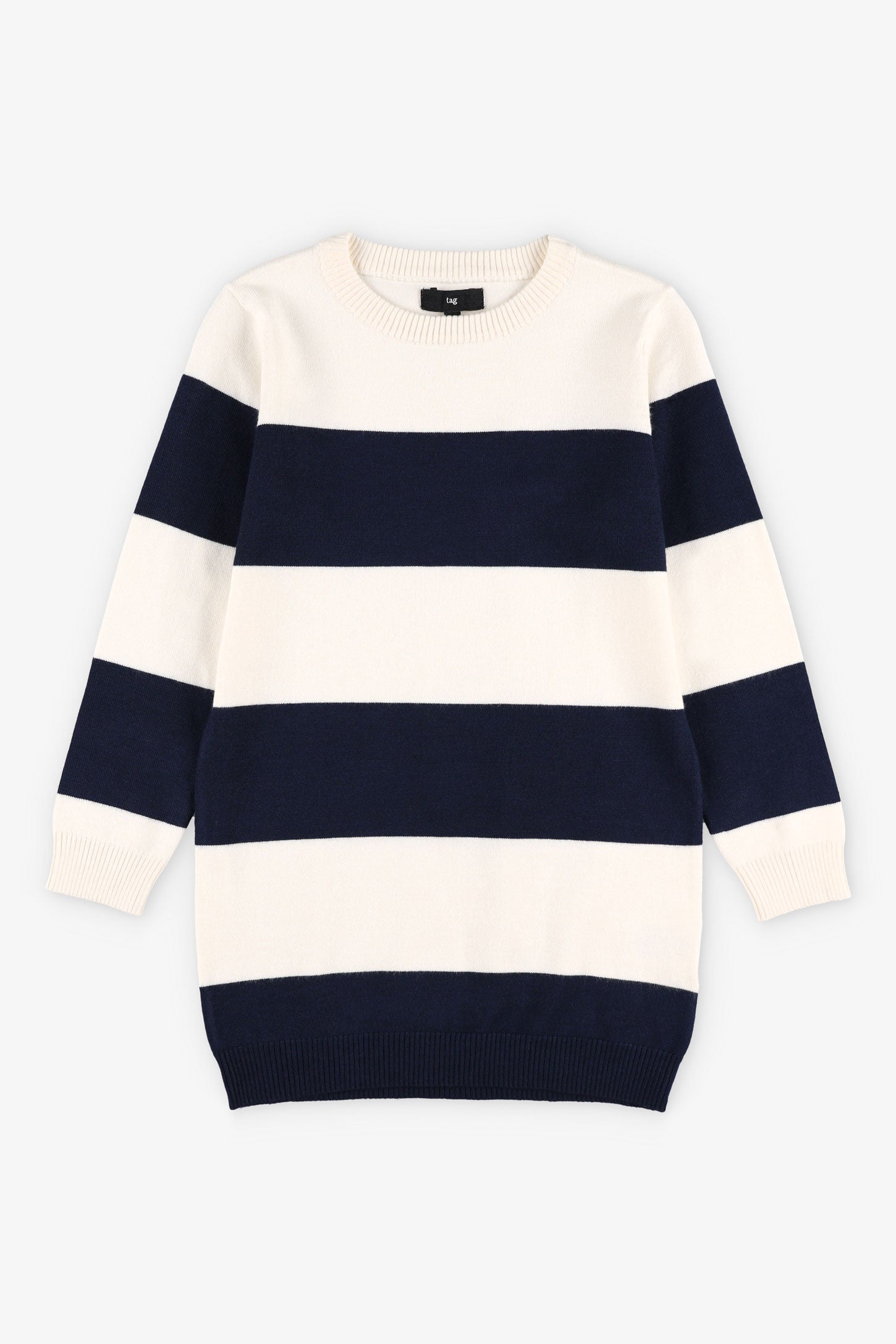 Robe manches longues en tricot - Enfant fille && BLEU MARINE MUL