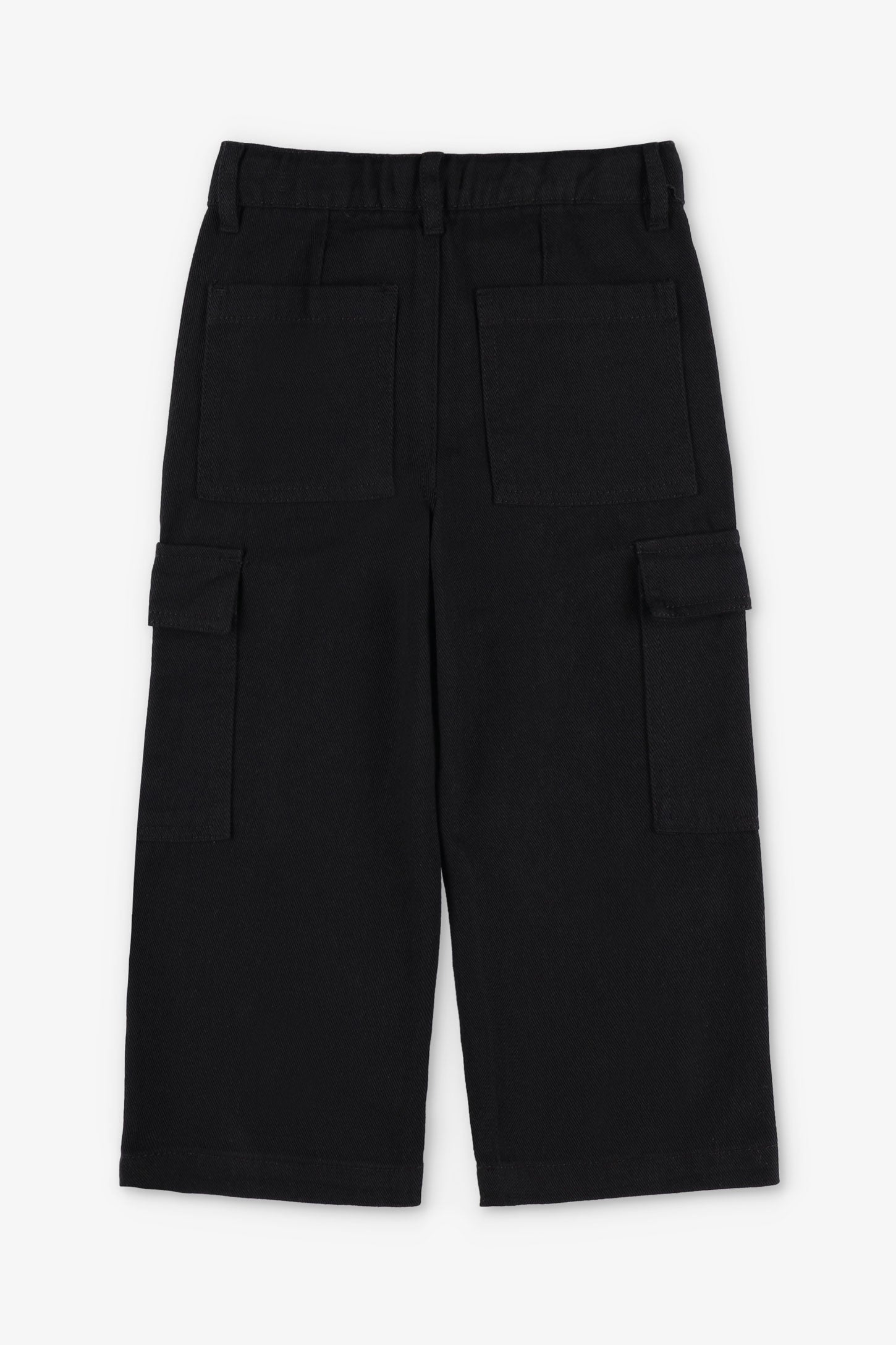 Jeans cargo jambe large - Enfant fille && NOIR