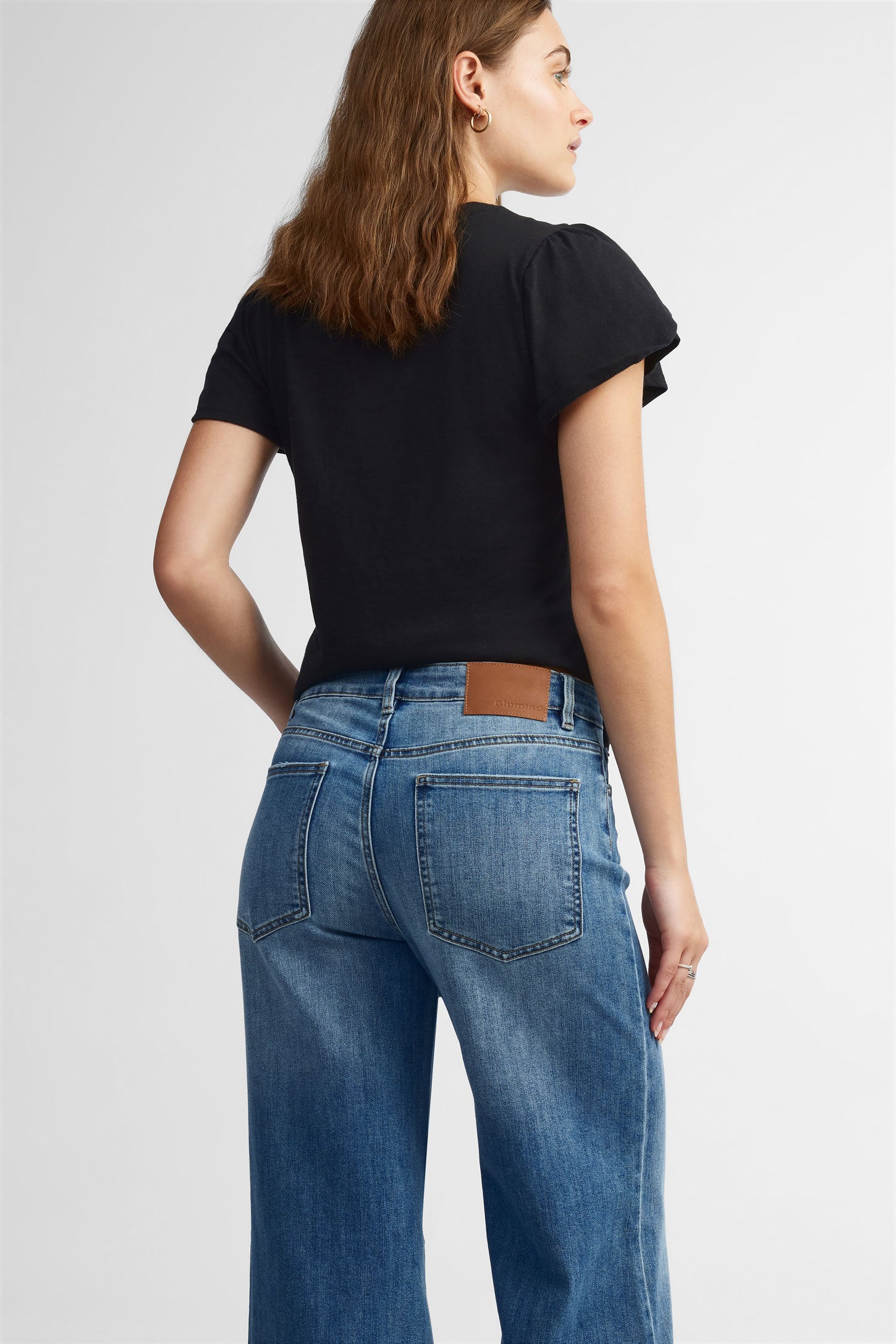 Jeans taille haute jambe large - Femme && DENIM MOYEN