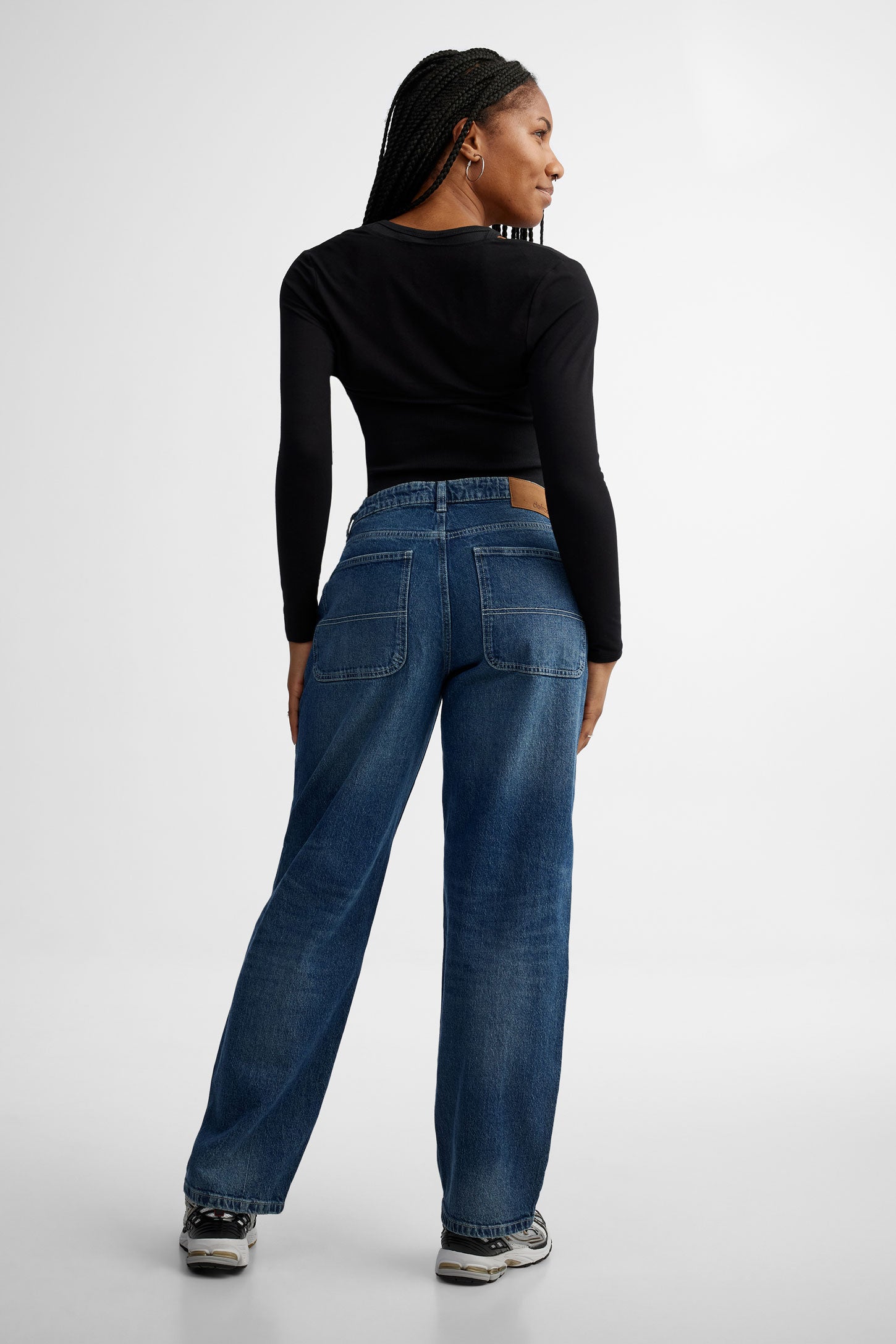 Jeans mi-taille coupe ''Baggy'' - Femme && DENIM MOYEN
