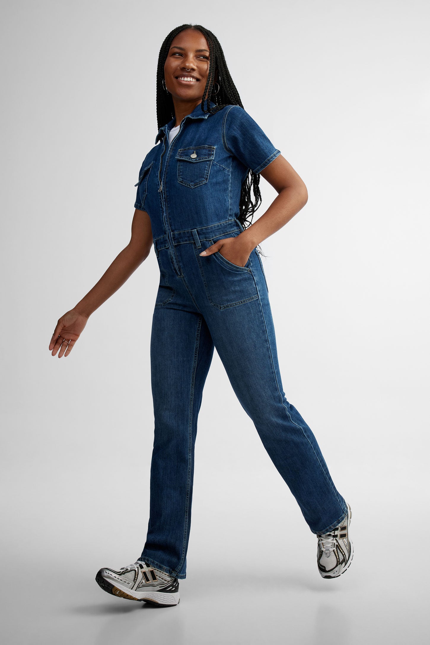 Blue jeans jumpsuit hotsell