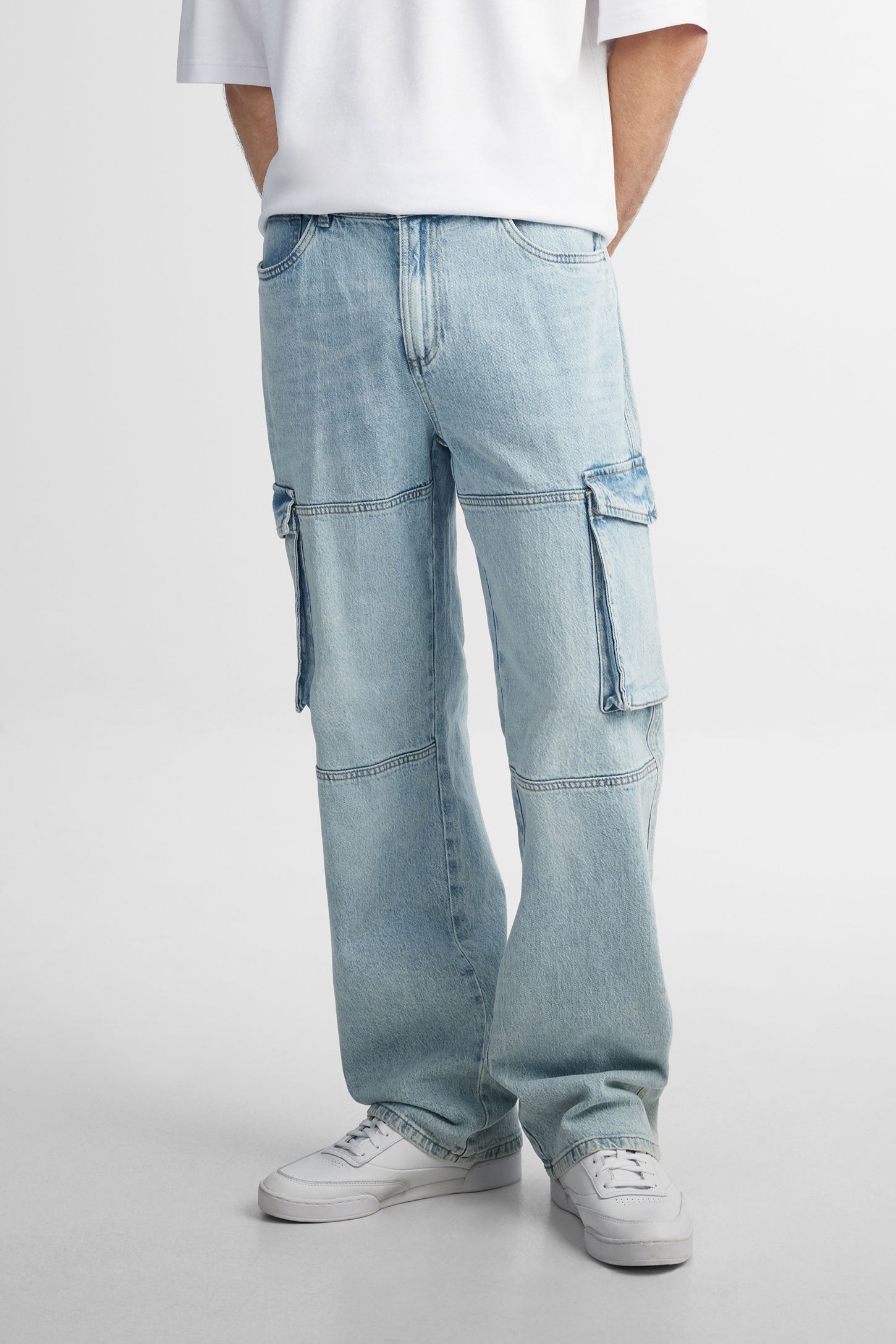 Jeans cargo coupe ''Baggy'' - Homme && BLEU PALE