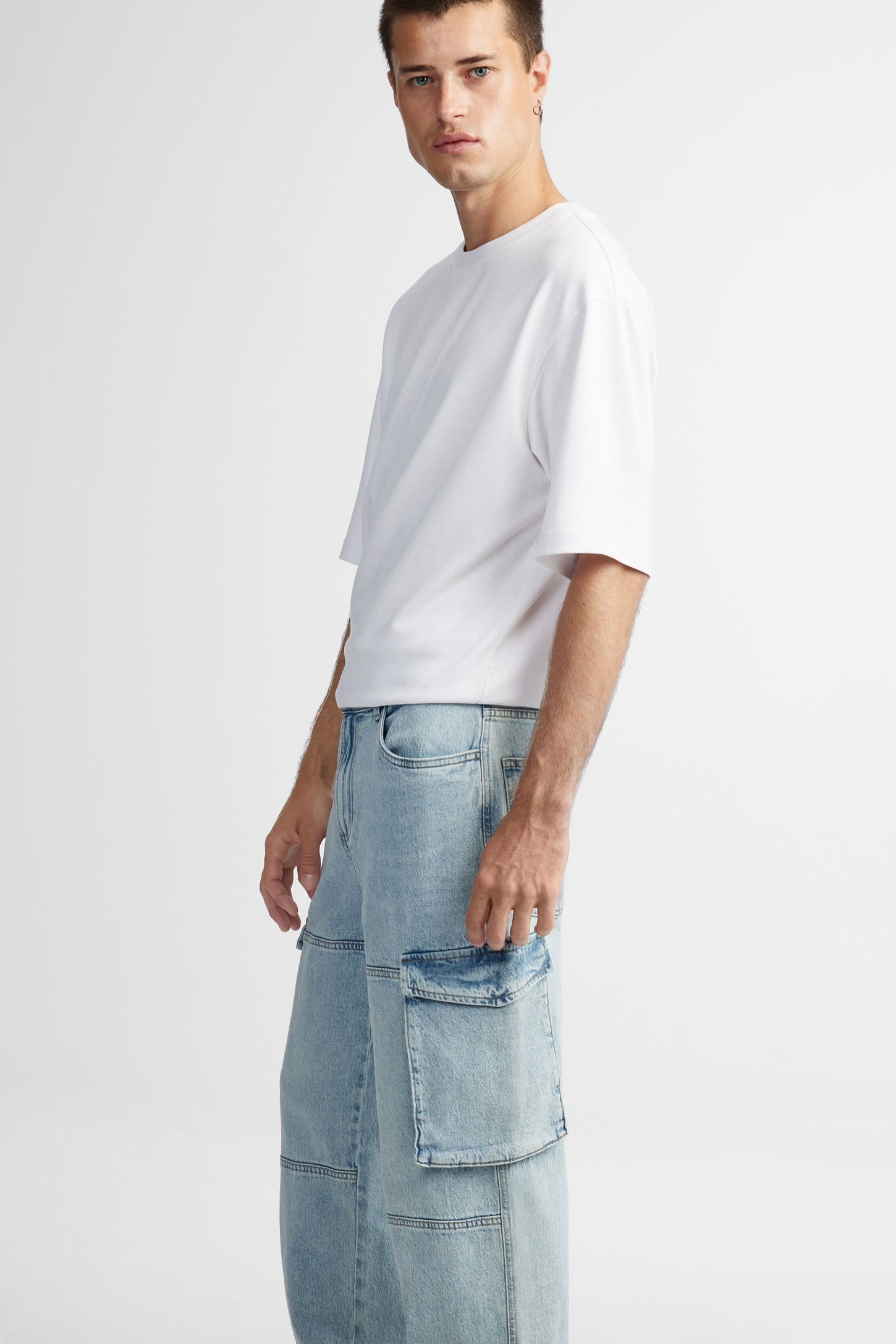 Jeans cargo coupe ''Baggy'' - Homme && BLEU PALE