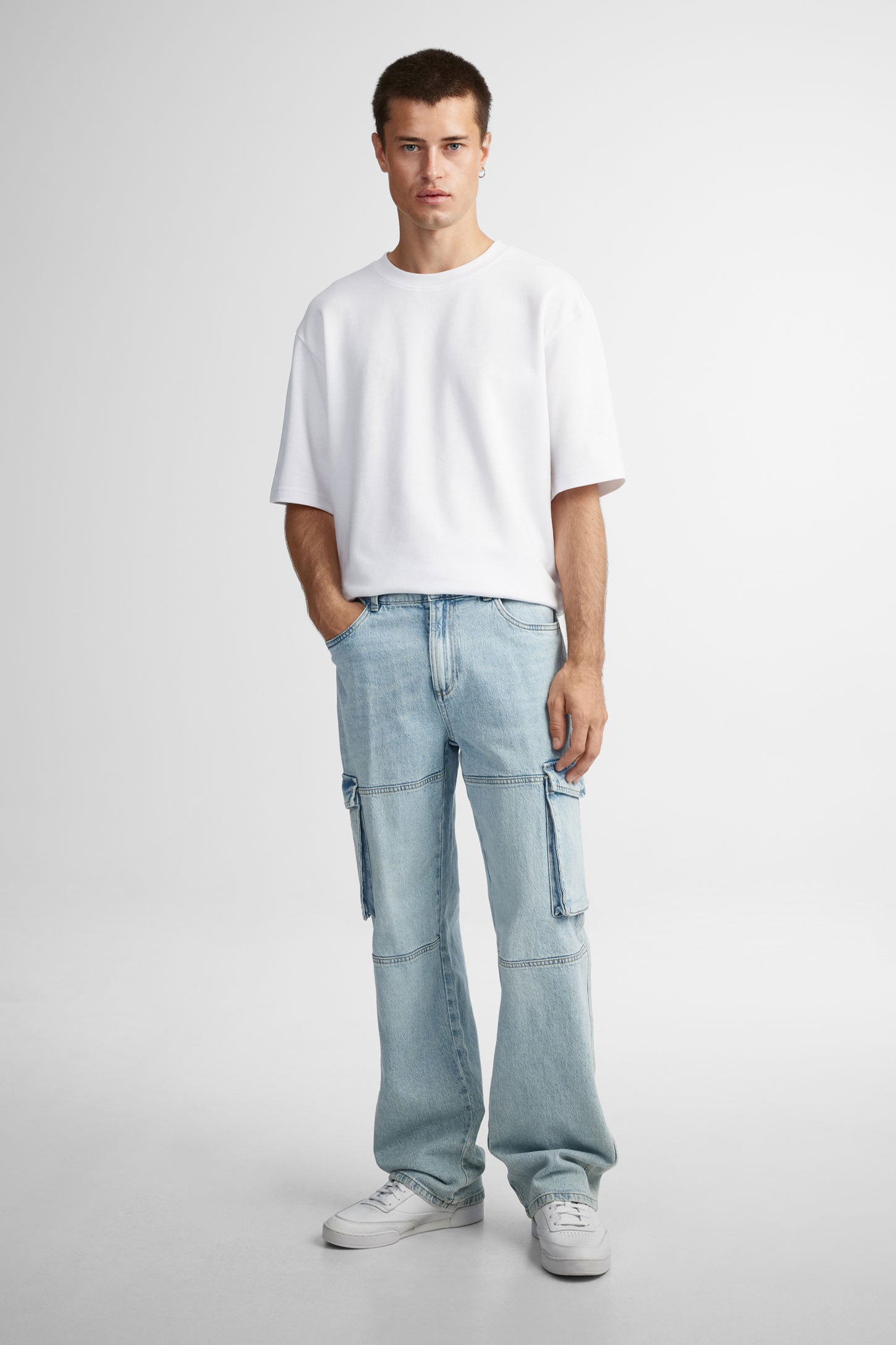 Jeans cargo coupe ''Baggy'' - Homme && BLEU PALE