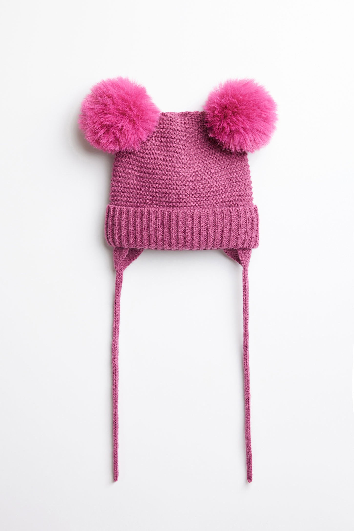 Tuque à pompons en tricot, 2T-3T - Bébé fille && ROSE