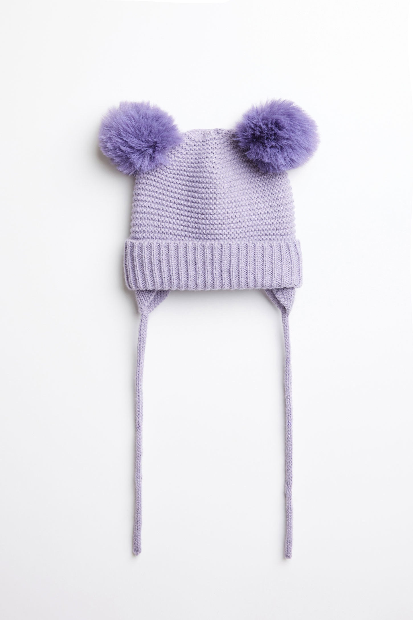 Tuque à pompons en tricot, 2T-3T - Bébé fille && LAVANDE