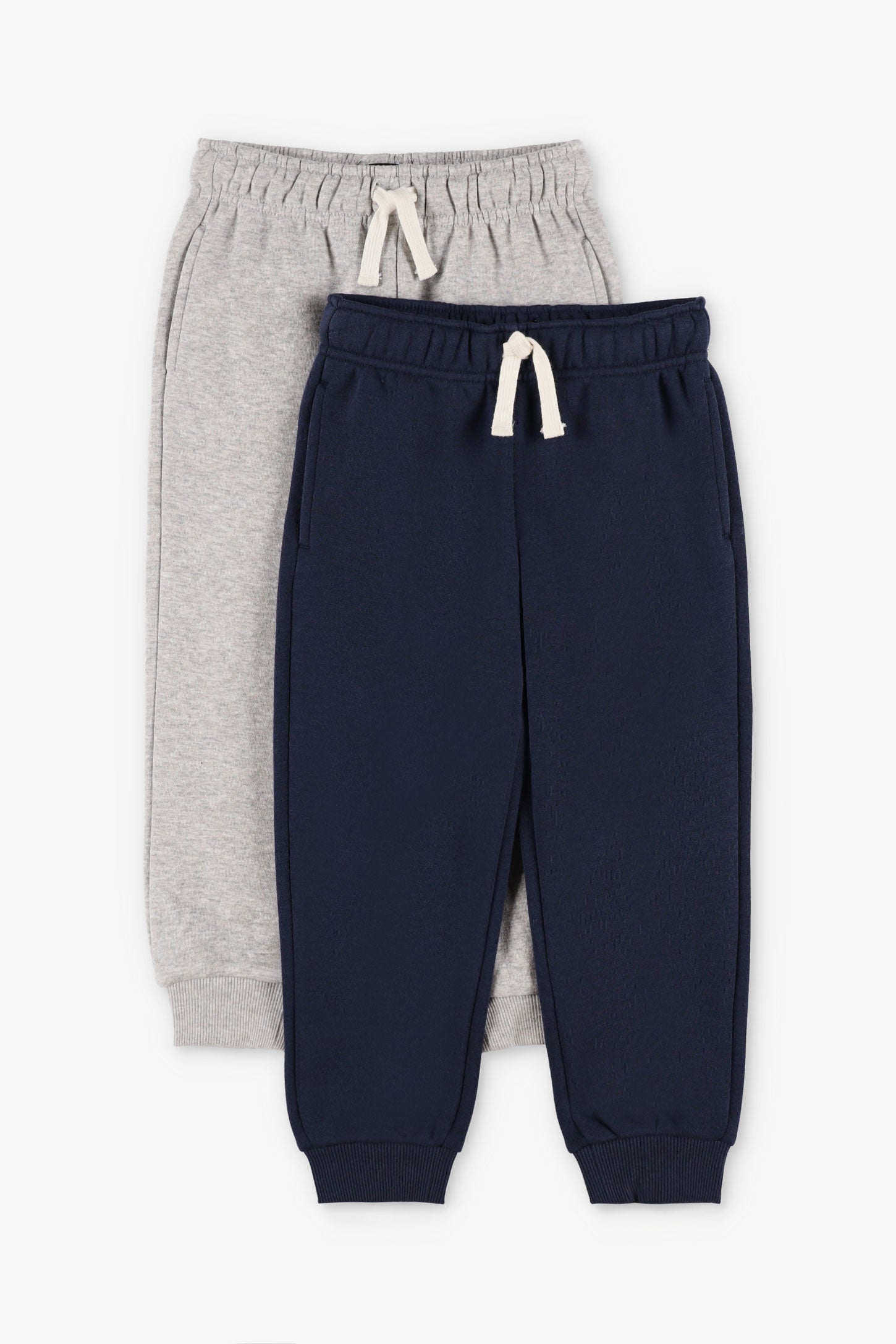 Lot de 2 pantalons jogger coton ouaté - Enfant garçon && BLEU MARINE