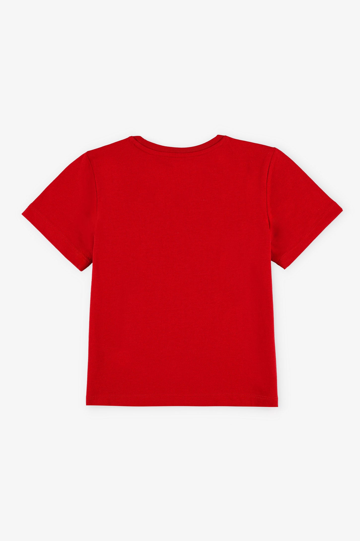 T-shirt col rond coupe droite en coton - Enfant garçon && ROUGE