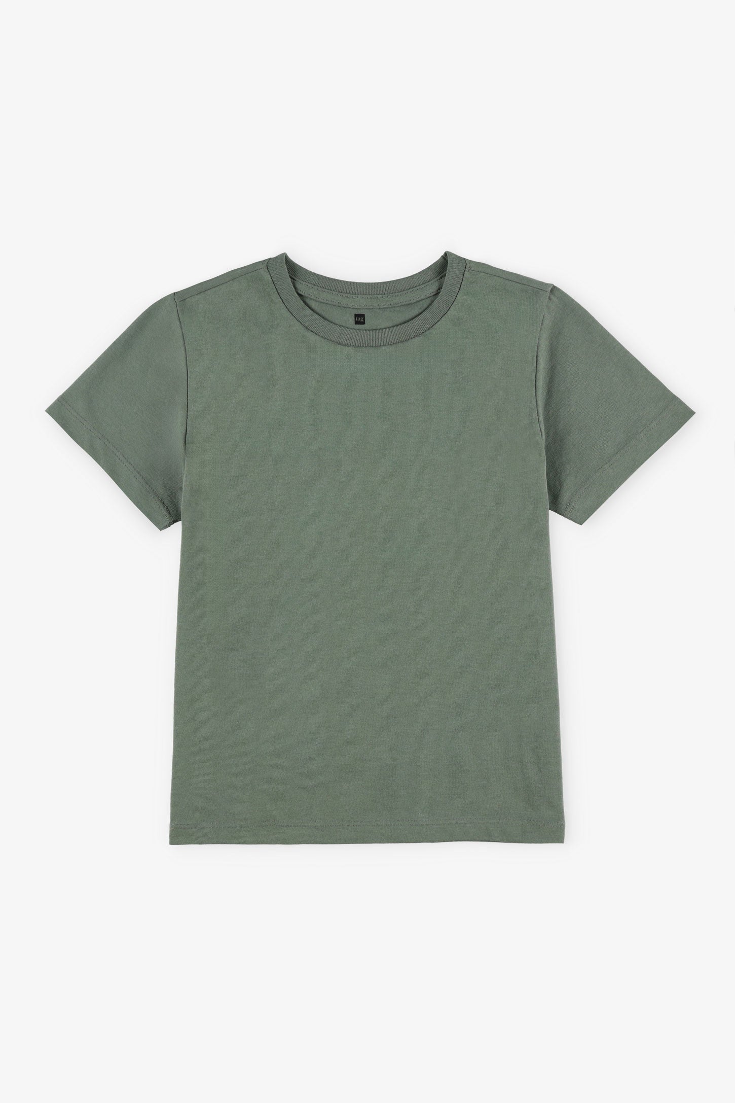 T-shirt col rond coupe droite en coton - Enfant garçon && VERT