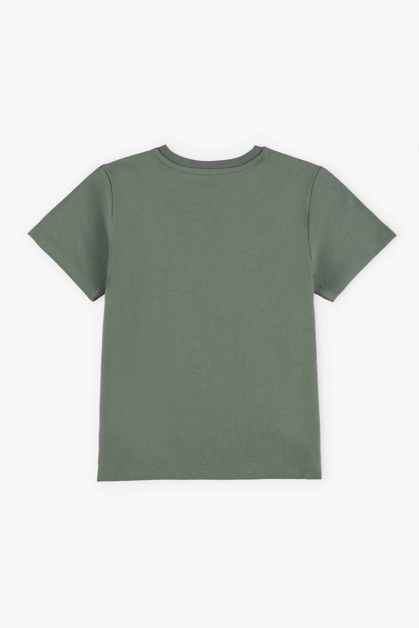 T-shirt col rond coupe droite en coton - Enfant garçon && VERT