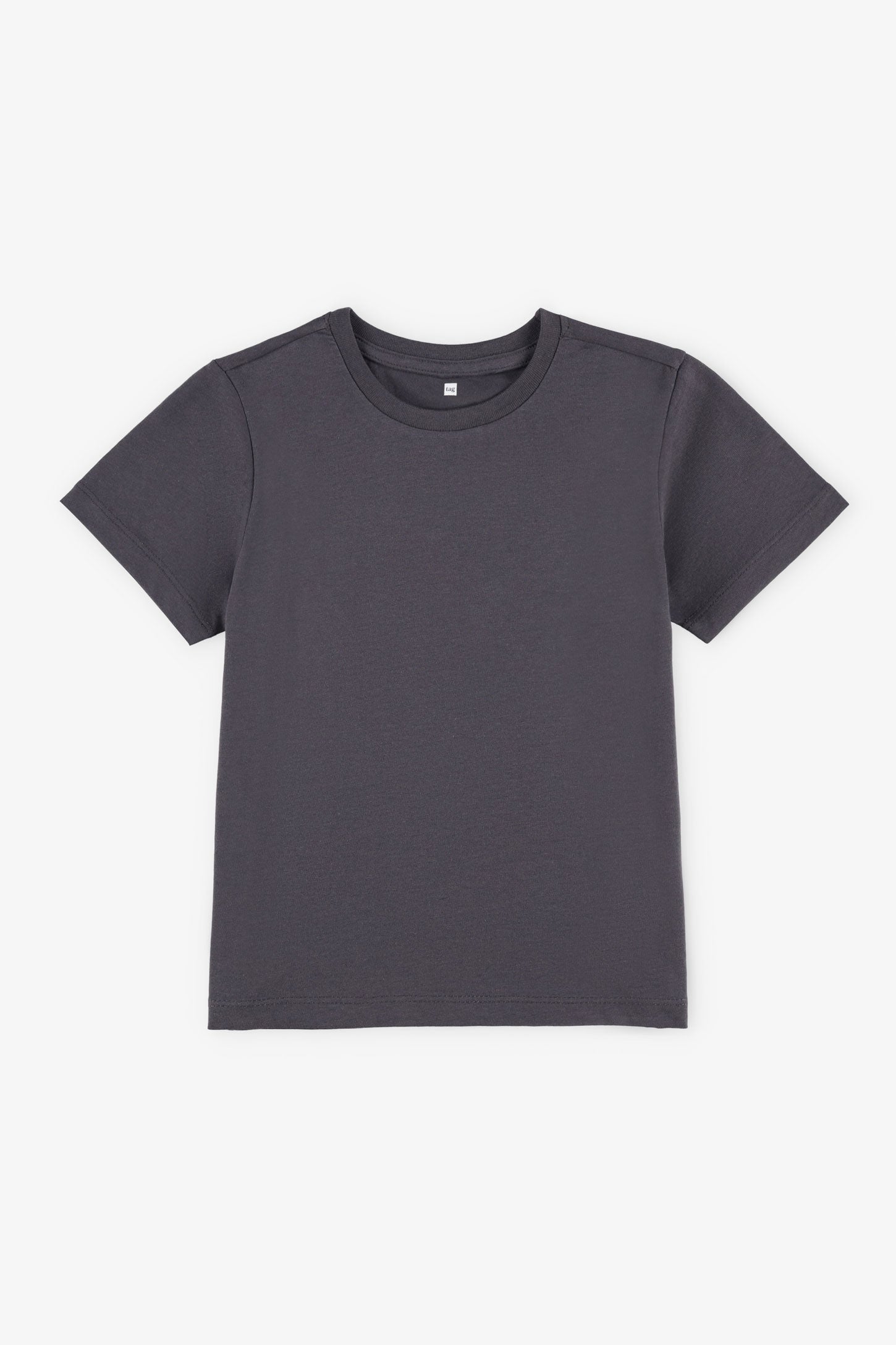 T-shirt col rond coupe droite en coton - Enfant garçon && GRIS