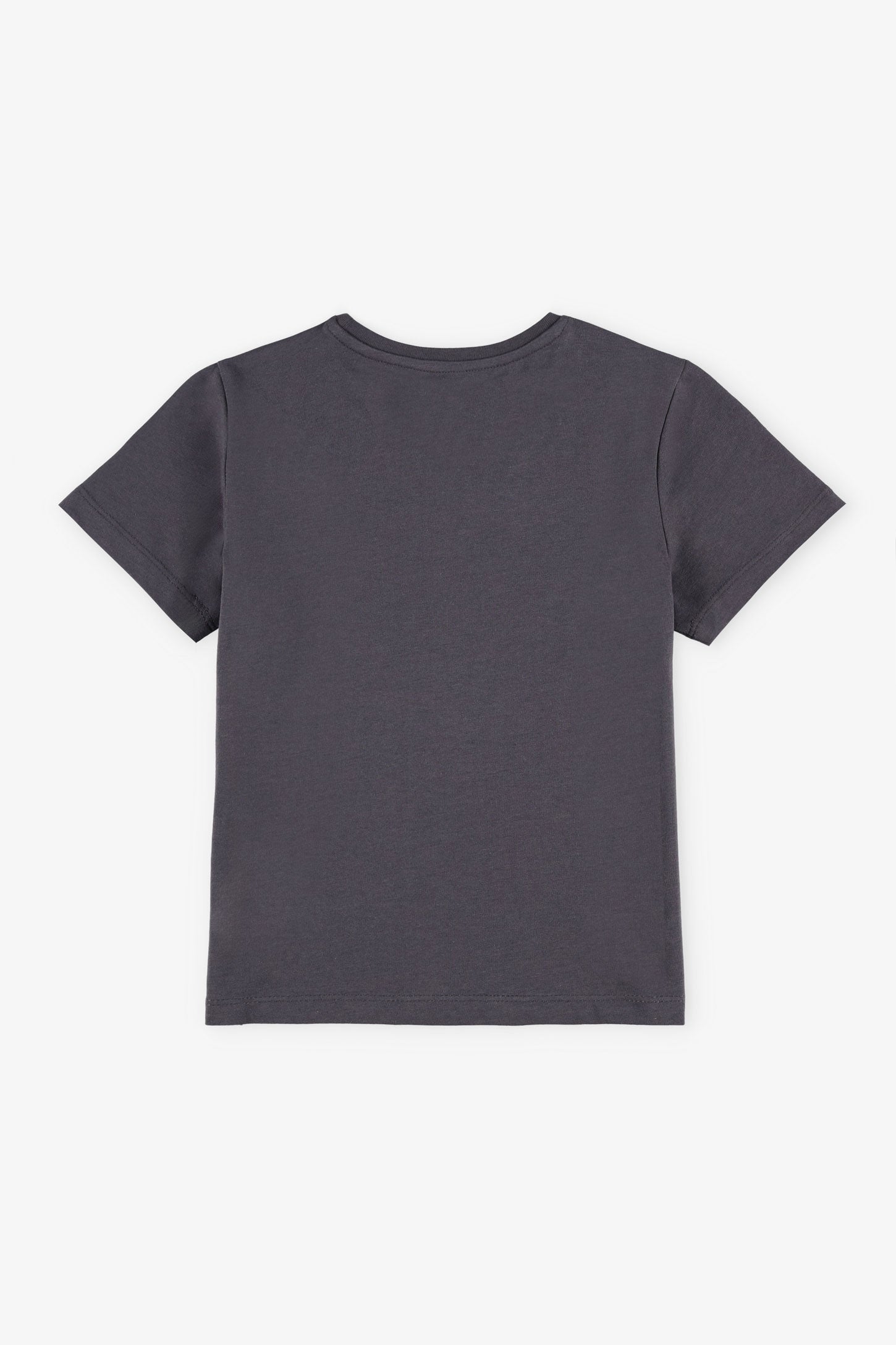 T-shirt col rond coupe droite en coton - Enfant garçon && GRIS