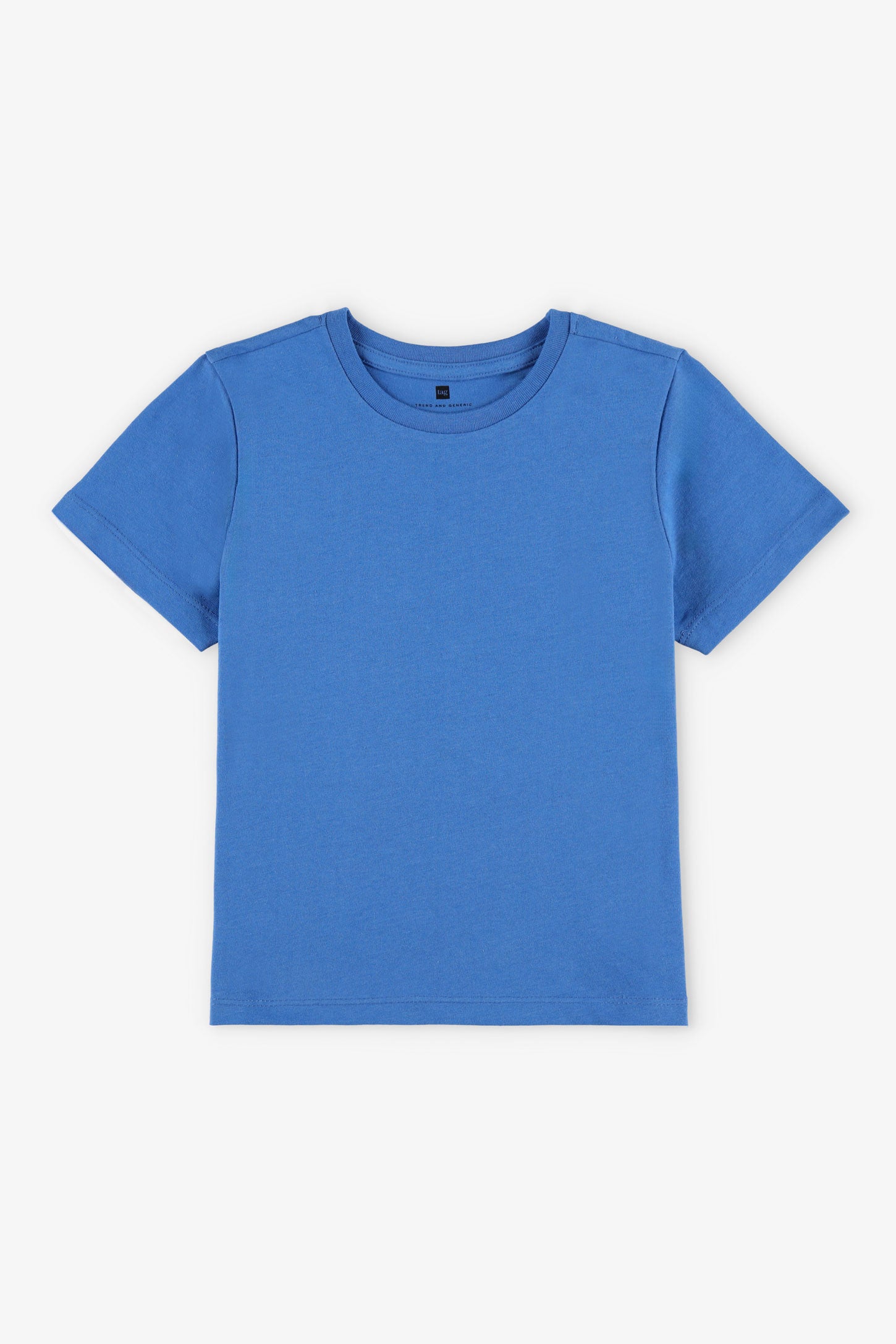 T-shirt col rond coupe droite en coton - Enfant garçon && BLEU