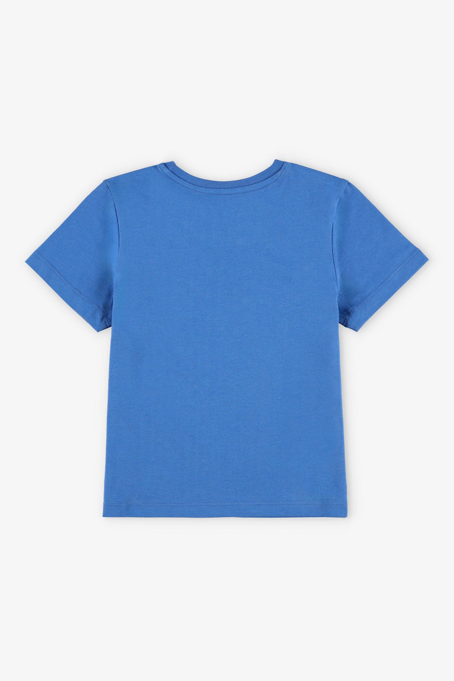 T-shirt col rond coupe droite en coton - Enfant garçon && BLEU