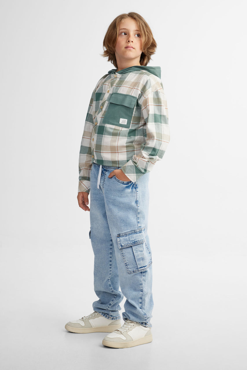 Jeans cargo taille élastique - Ado garçon && BLEU PALE