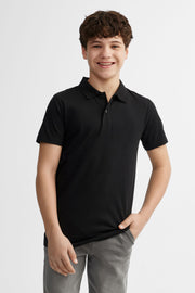 Polo manches courtes en coton - Ado garçon && NOIR