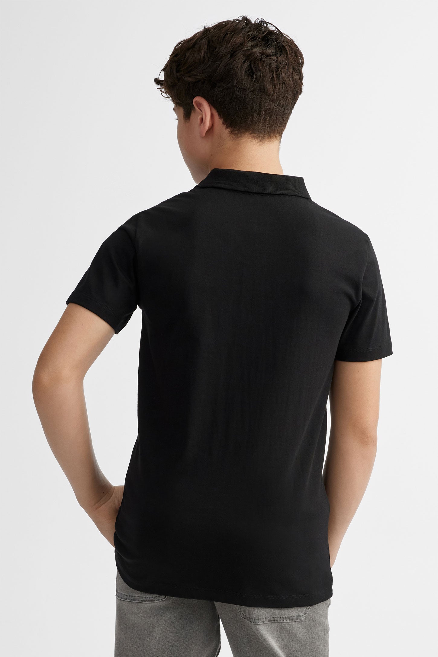 Polo manches courtes en coton - Ado garçon && NOIR