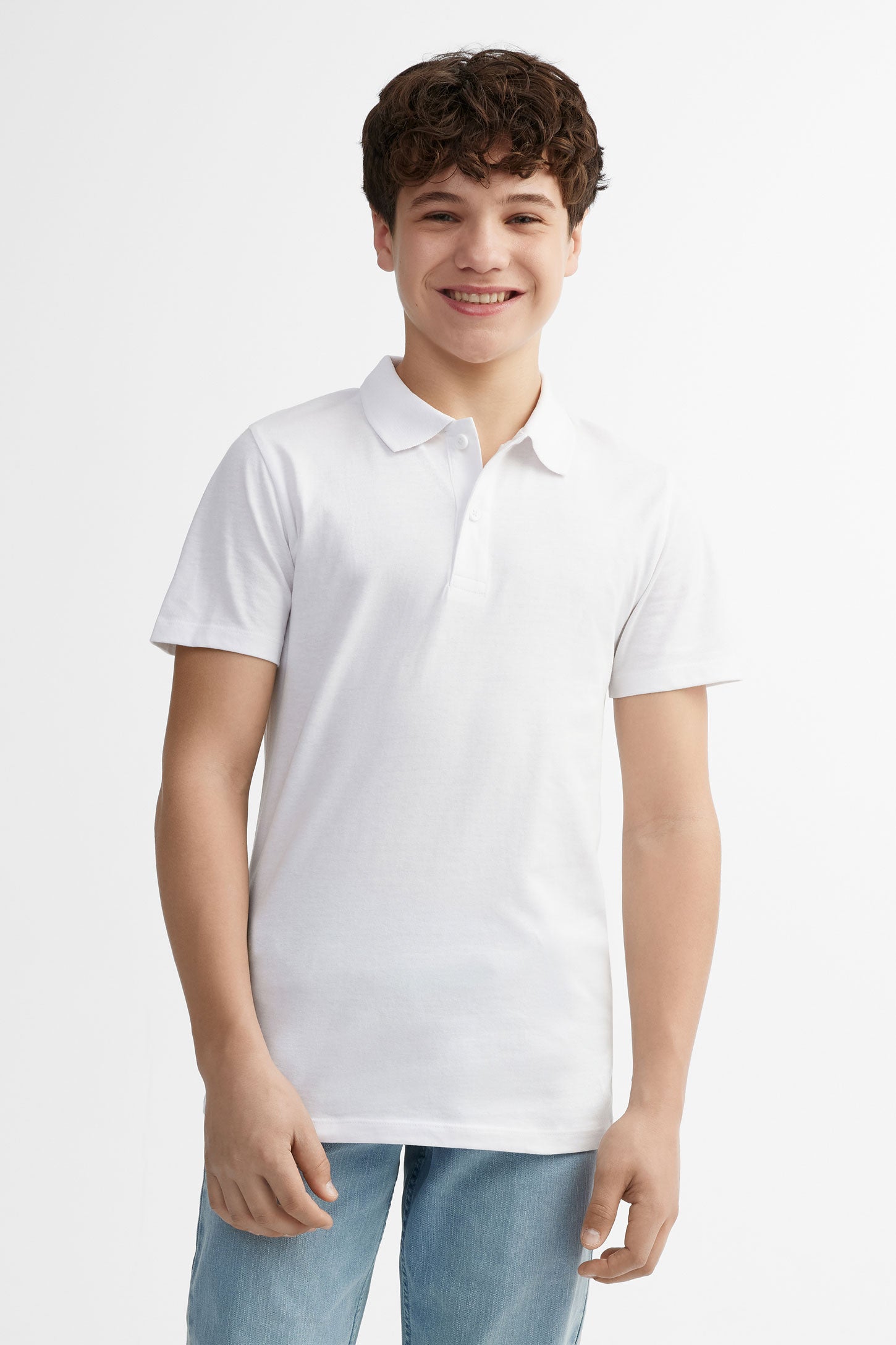 Polo manches courtes en coton - Ado garçon && BLANC