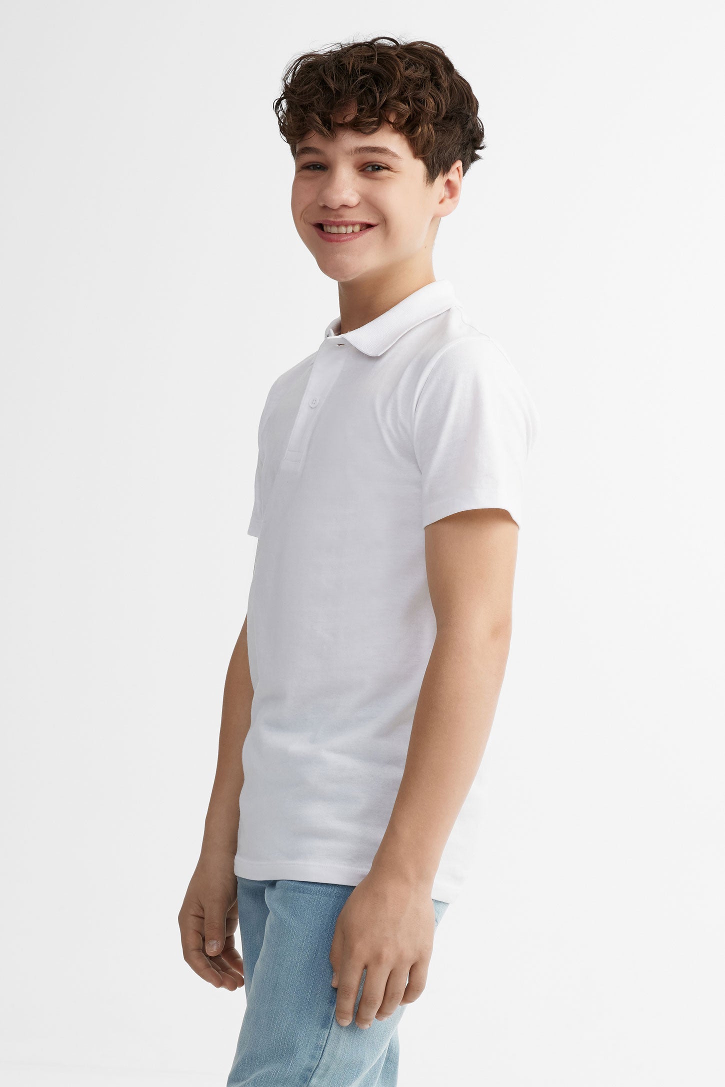 Polo manches courtes en coton - Ado garçon && BLANC