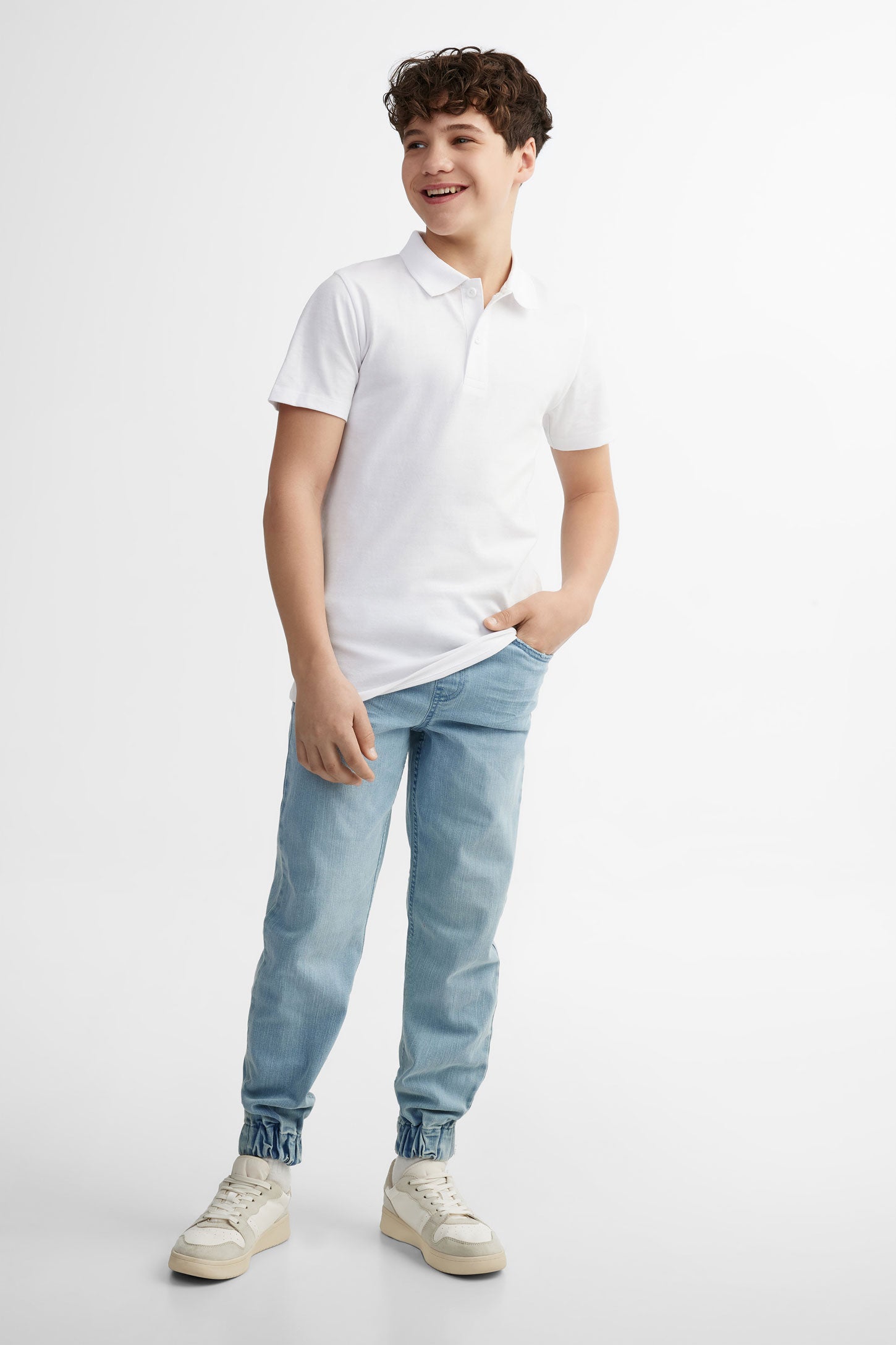 Polo manches courtes en coton - Ado garçon && BLANC