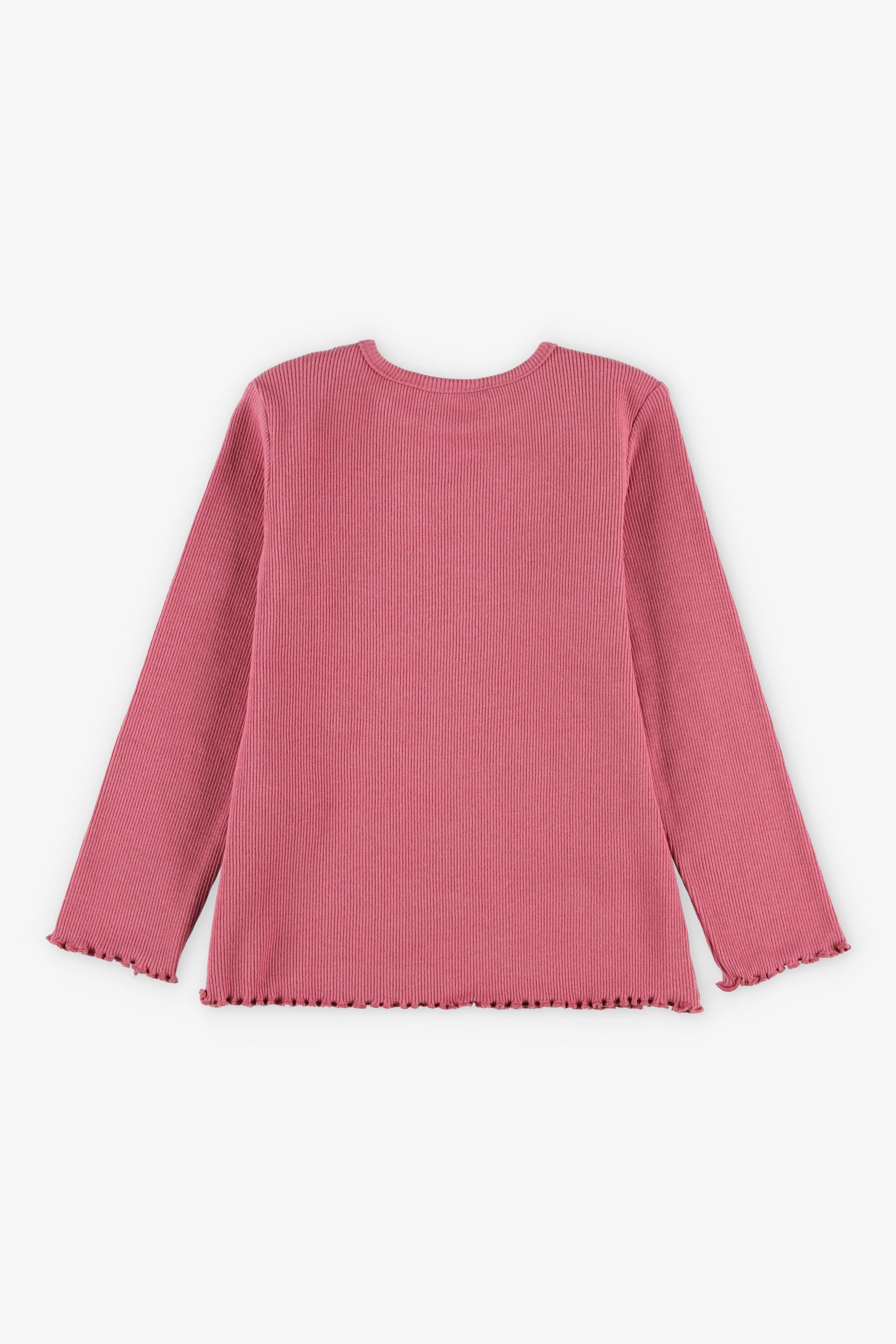 Chandail côtelé finitions laitue, 2T-3T - Bébé fille && ROSE