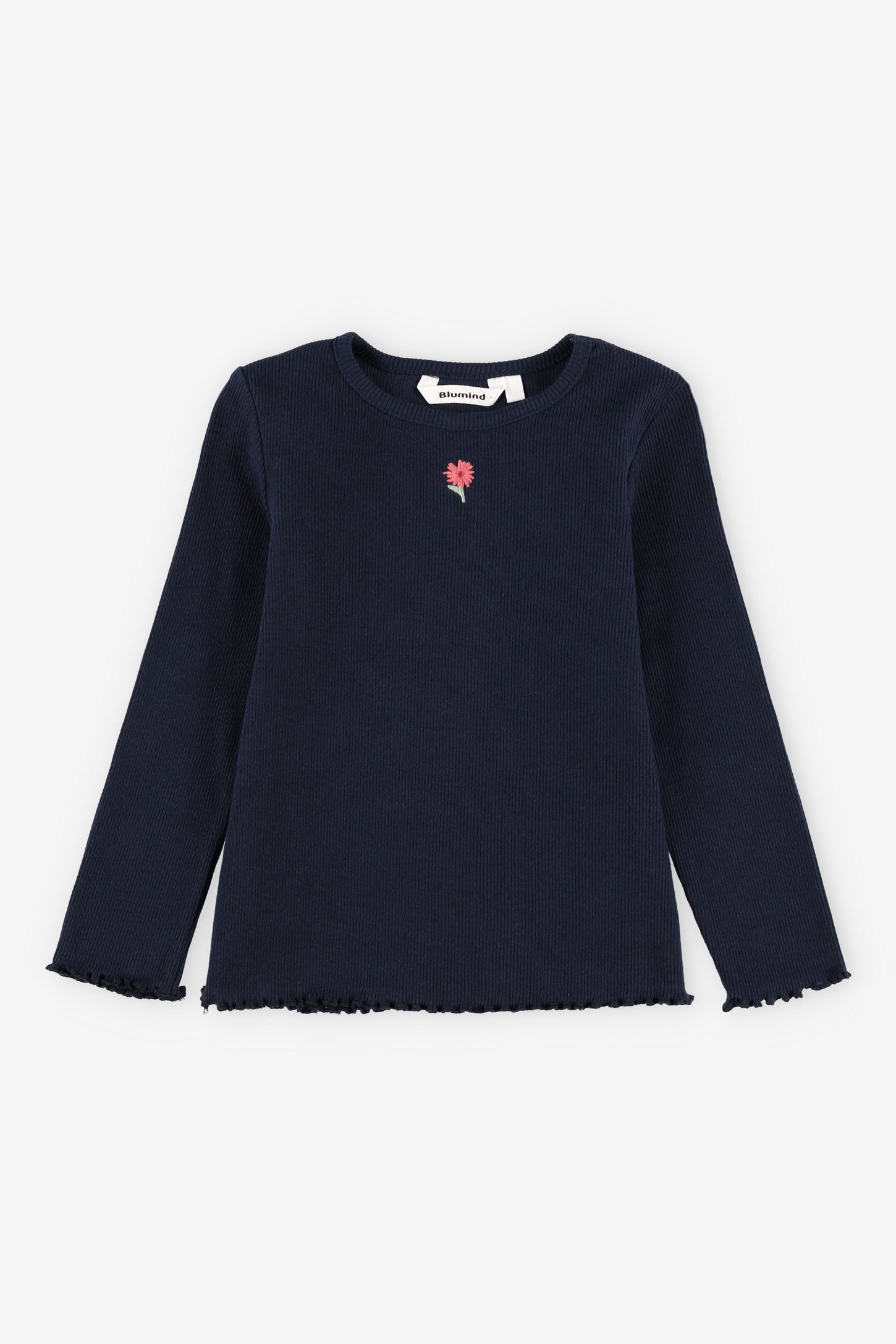 Chandail côtelé finitions laitue, 2T-3T - Bébé fille && BLEU MARINE