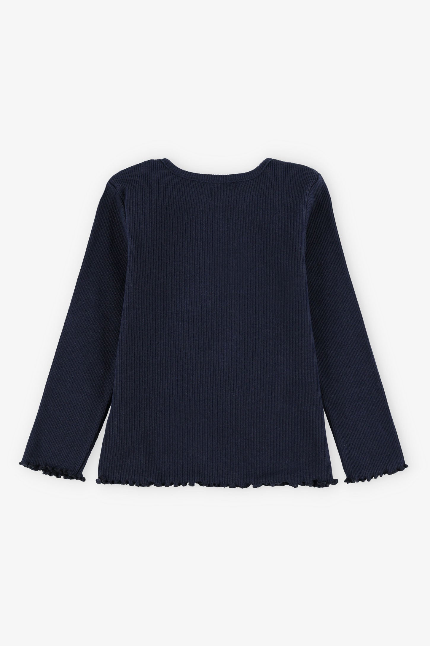 Chandail côtelé finitions laitue, 2T-3T - Bébé fille && BLEU MARINE