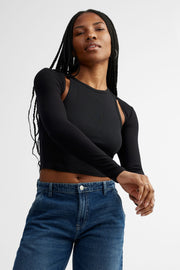 Cardigan bolero manches longues - Femme && NOIR