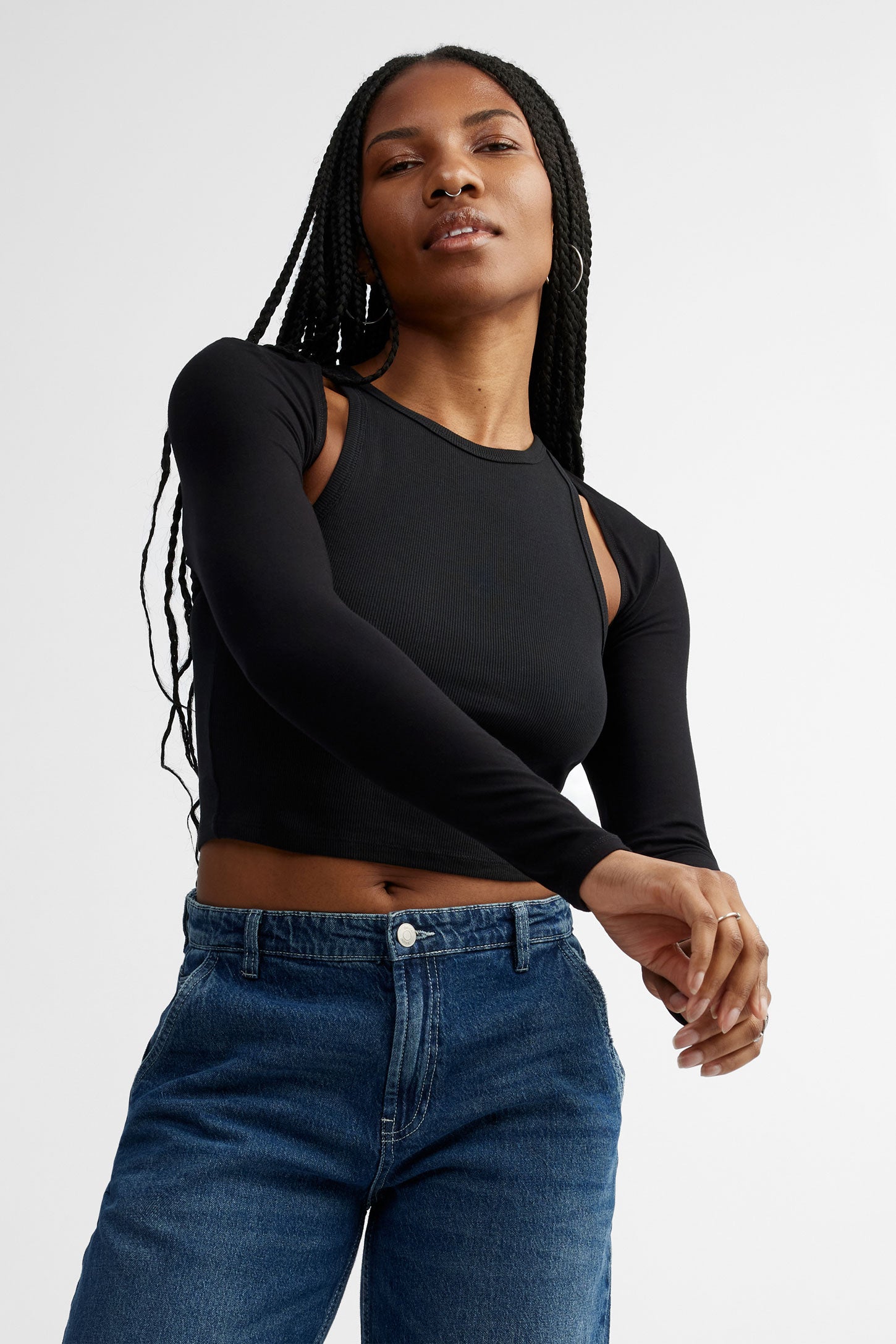 Cardigan bolero manches longues - Femme && NOIR