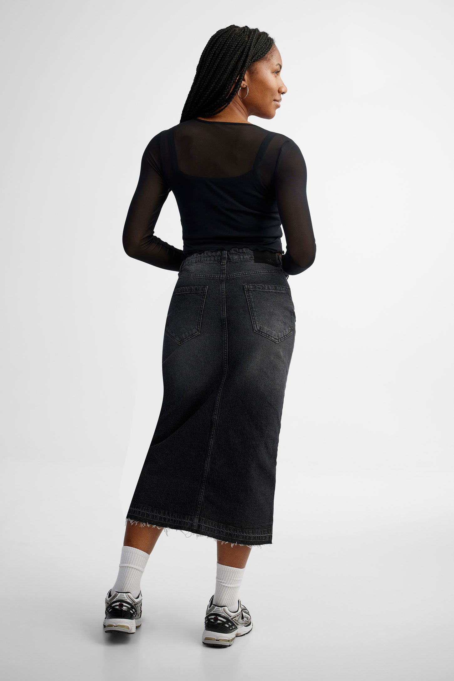 Chandail manches longues en mesh - Femme && NOIR