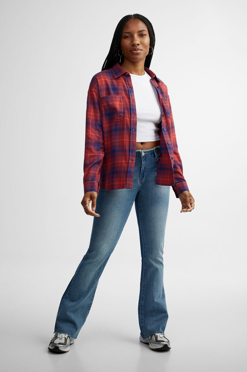 Chemise Manches Chemise Rouge Carreaux Femme Chemise à Carreaux En