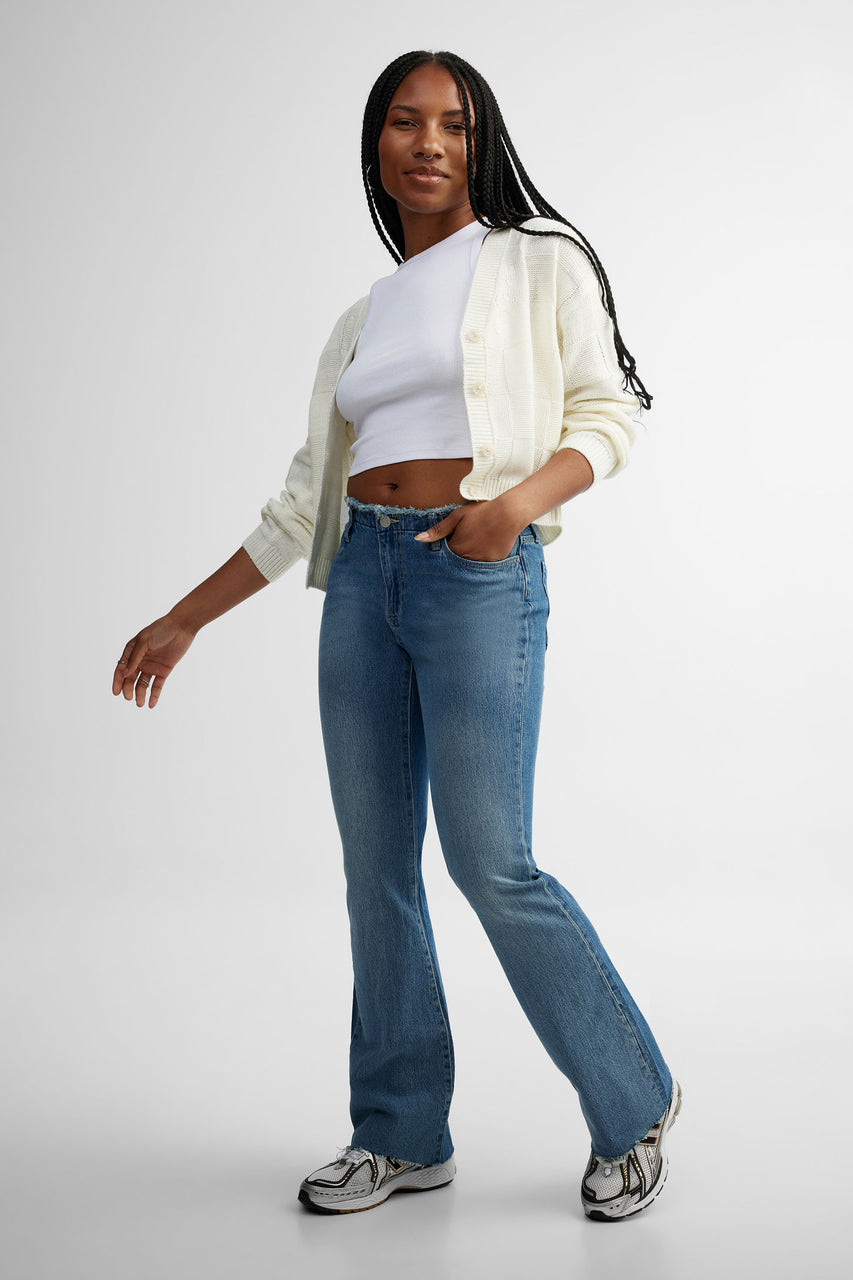 Cardigan en tricot motif carreaux - Femme && BLANC